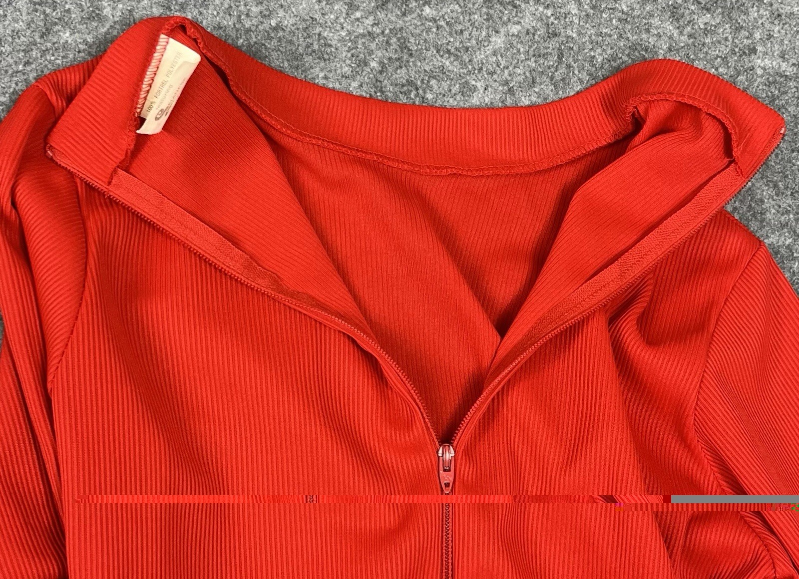 Vintage Jane Colby Red Mock Turtleneck SS Ribbed Top Size S USA