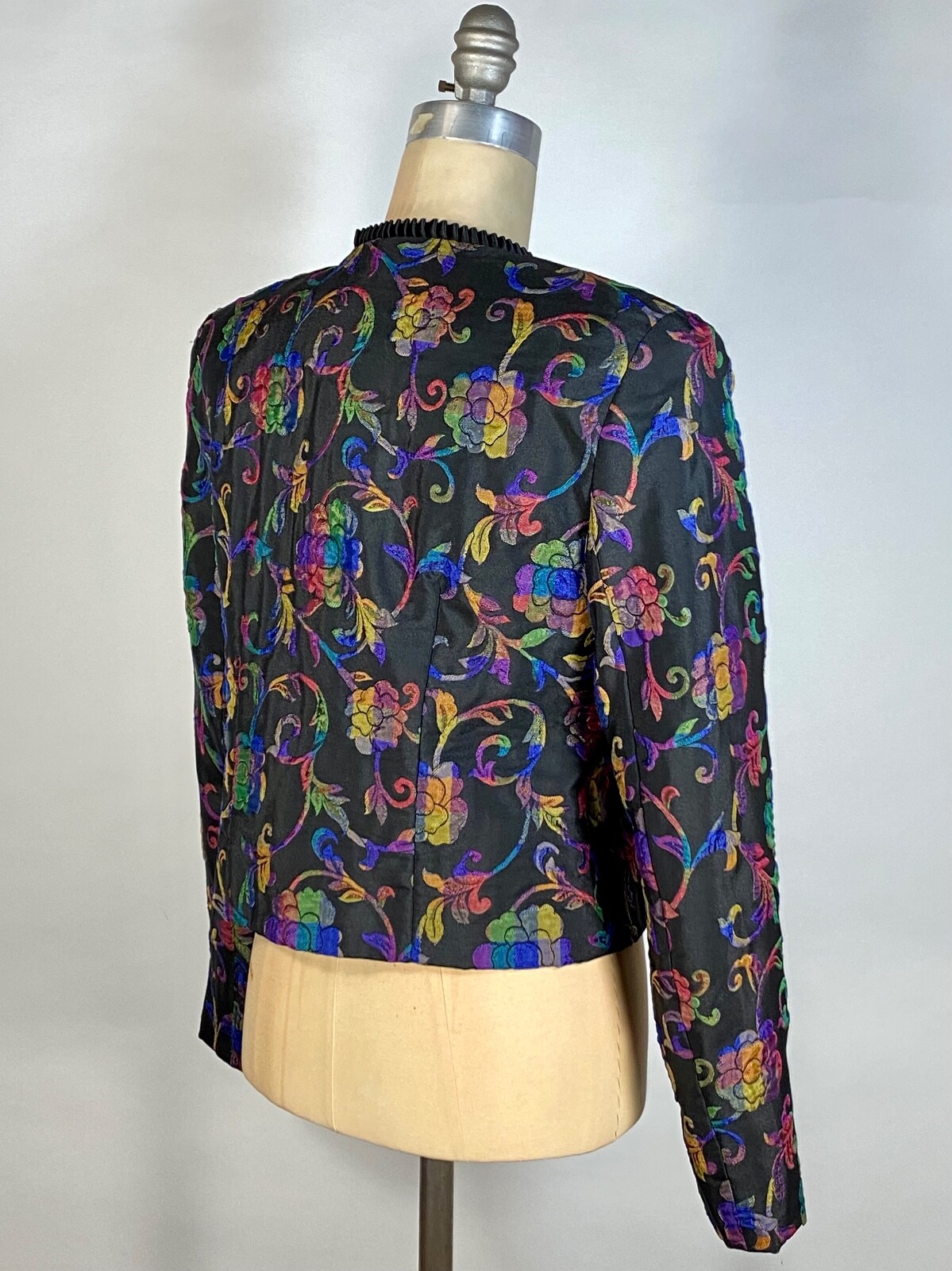 Vintage 1980’s-1990’s rainbow-check-floral print waspy preppy jacket DON CASTER