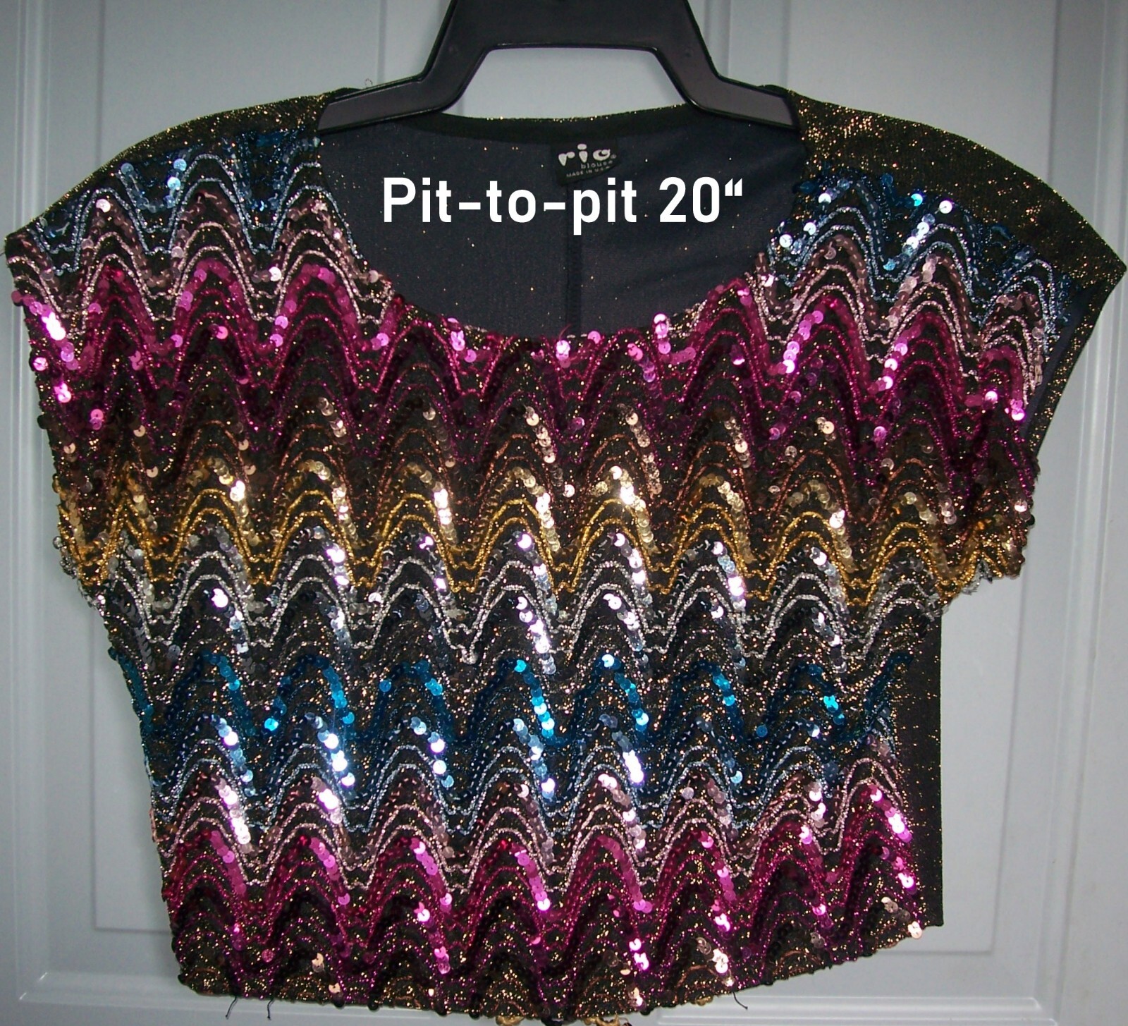 Vintage RIO Blouse Sequin Crop Top 1980s Size see listing Made in USA