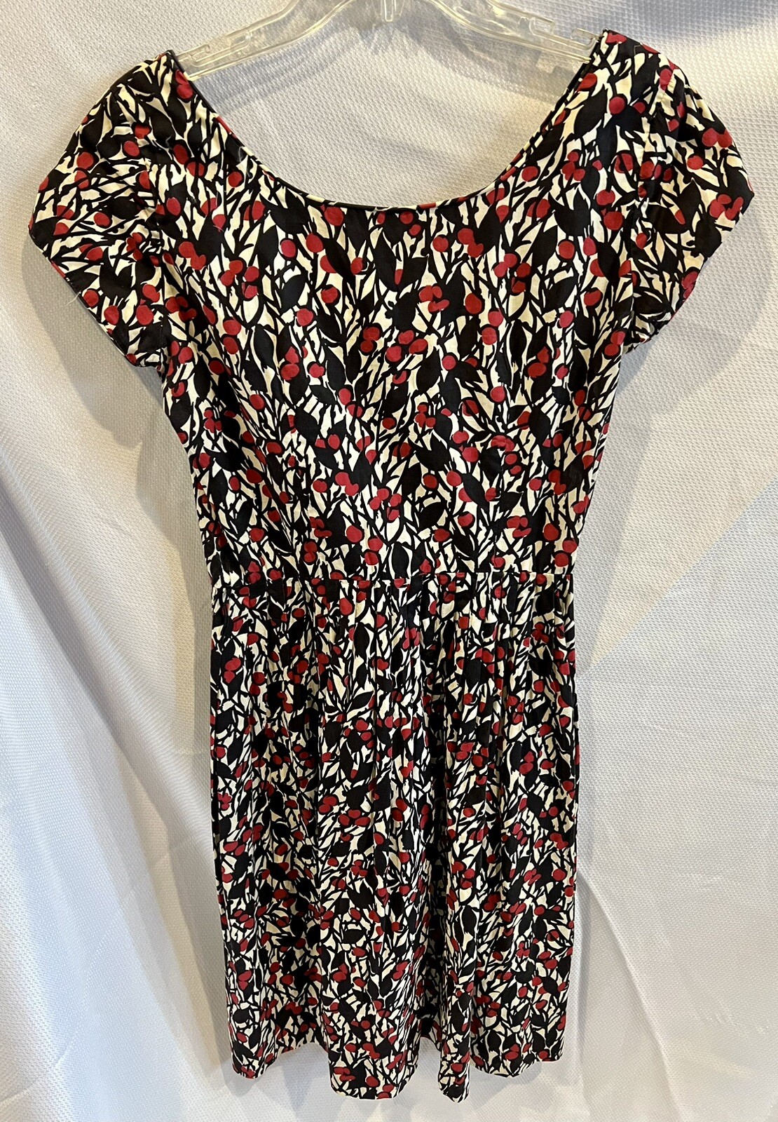 RARE MOD VTG 50S STRAWSTACK RED WHITE & BLACK ROCKABILLY PLEATED DRESS