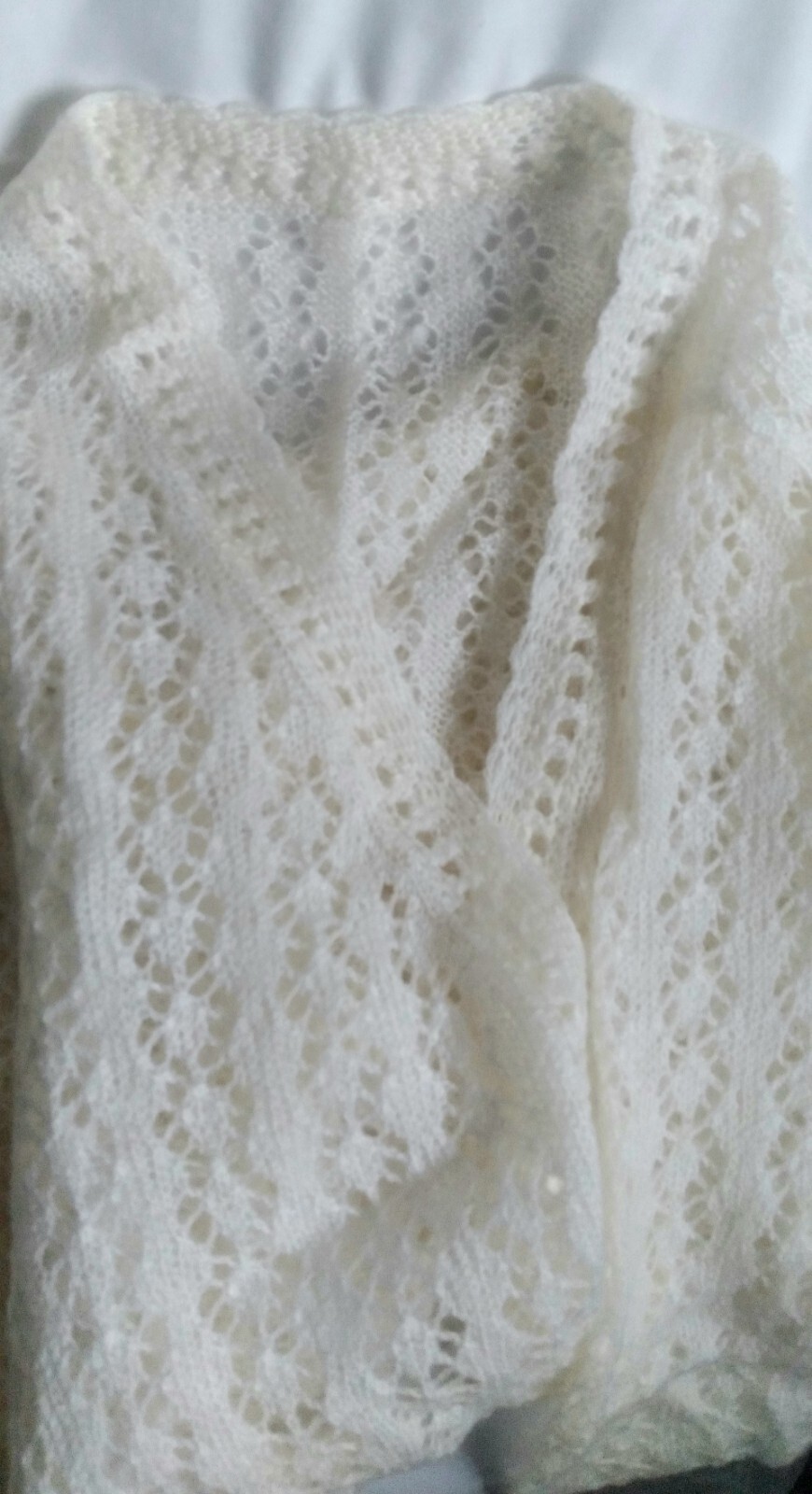 Vintage Style Hand Knitted Ivory Off White Women’s Cardigan Handmade Size S-M