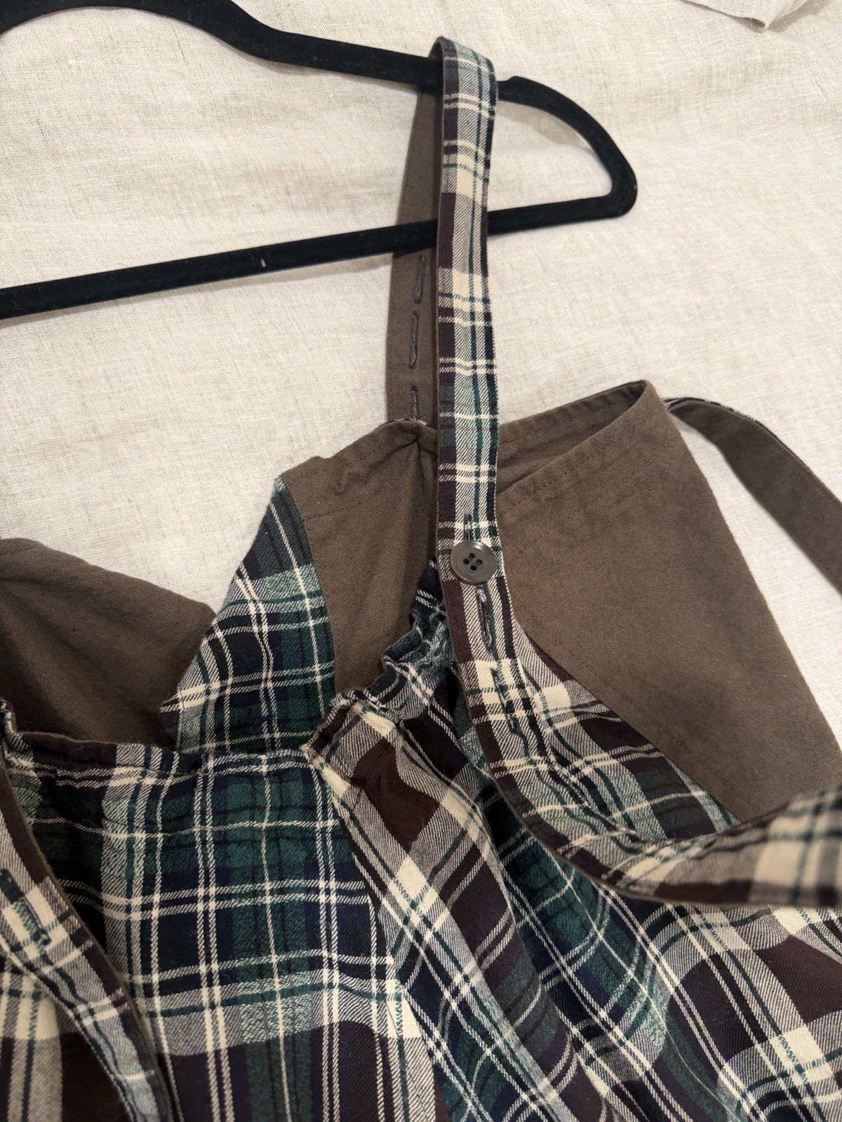 Y’s Yohji Yamamoto Asymmetrical Plaid Linen Cotton Sz S Made/Purchased in Japan