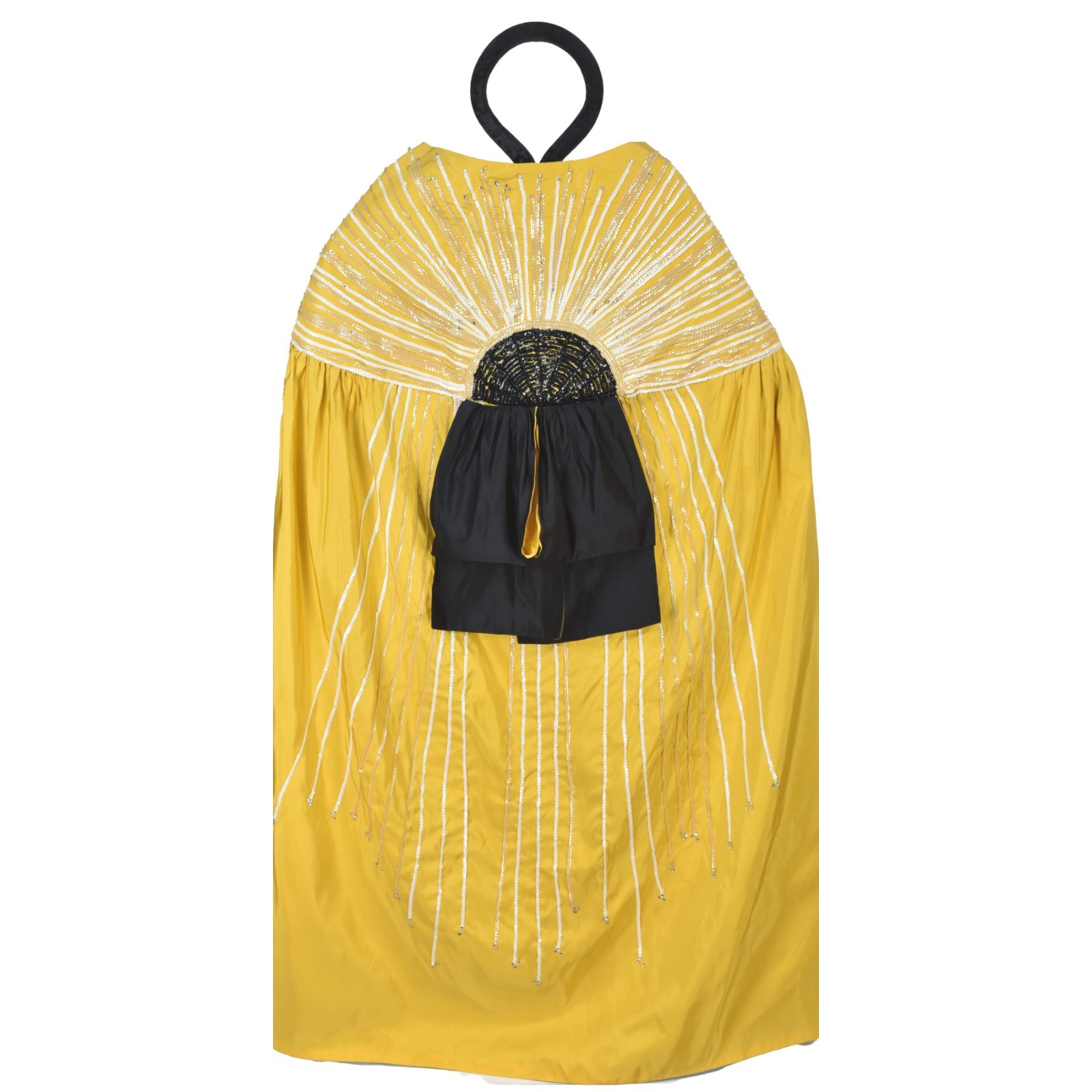 LEE MENICHETTI Golden Yellow Silk Faille Cloak with Black Silk Lining OS