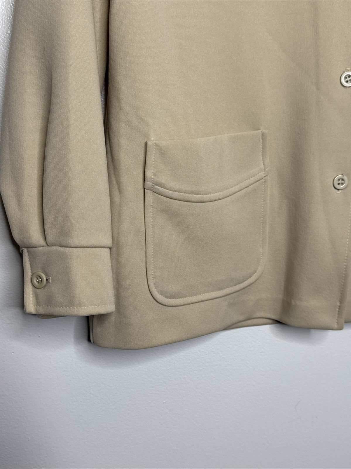Vintage 70’s Ecco Bay Polyester Shirt Jacket Size 8 Tan
