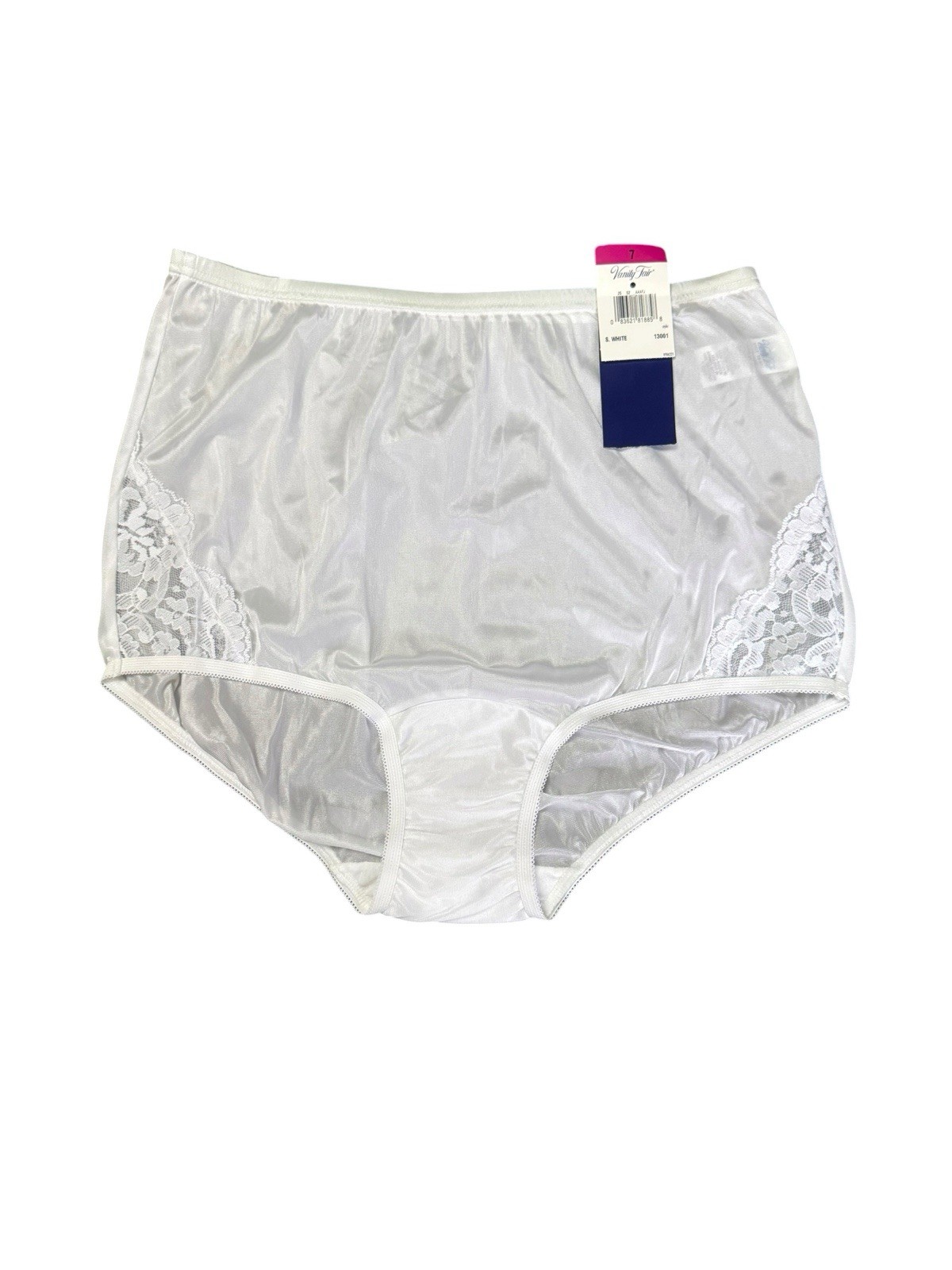Vintage Vanity Fair Nylon White Panties Lace Detail Size 7 New With Tags
