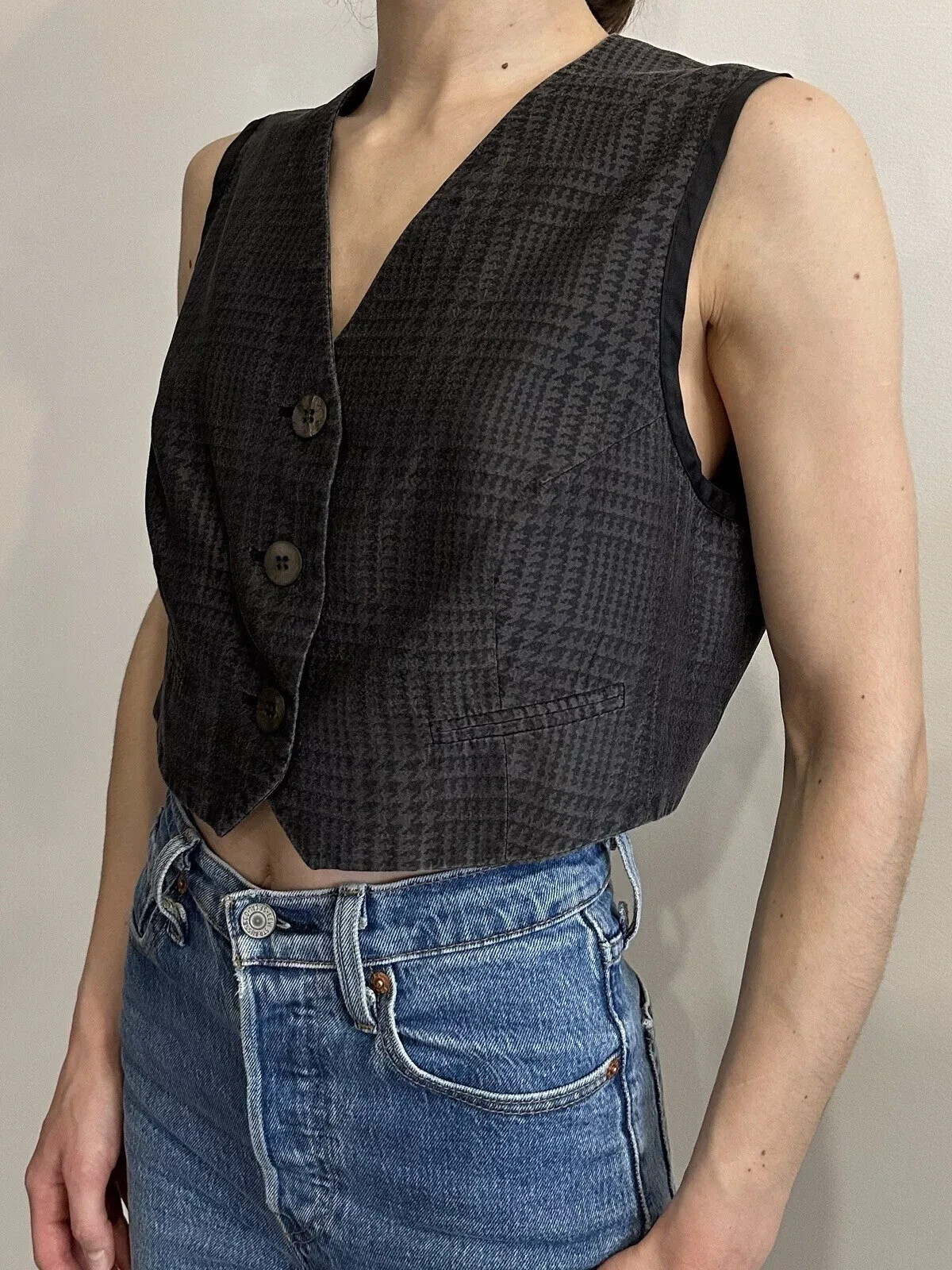 DDP Vintage DRIES VAN NOTEN Womens Silk Cropped Vest Top Rare Size 40