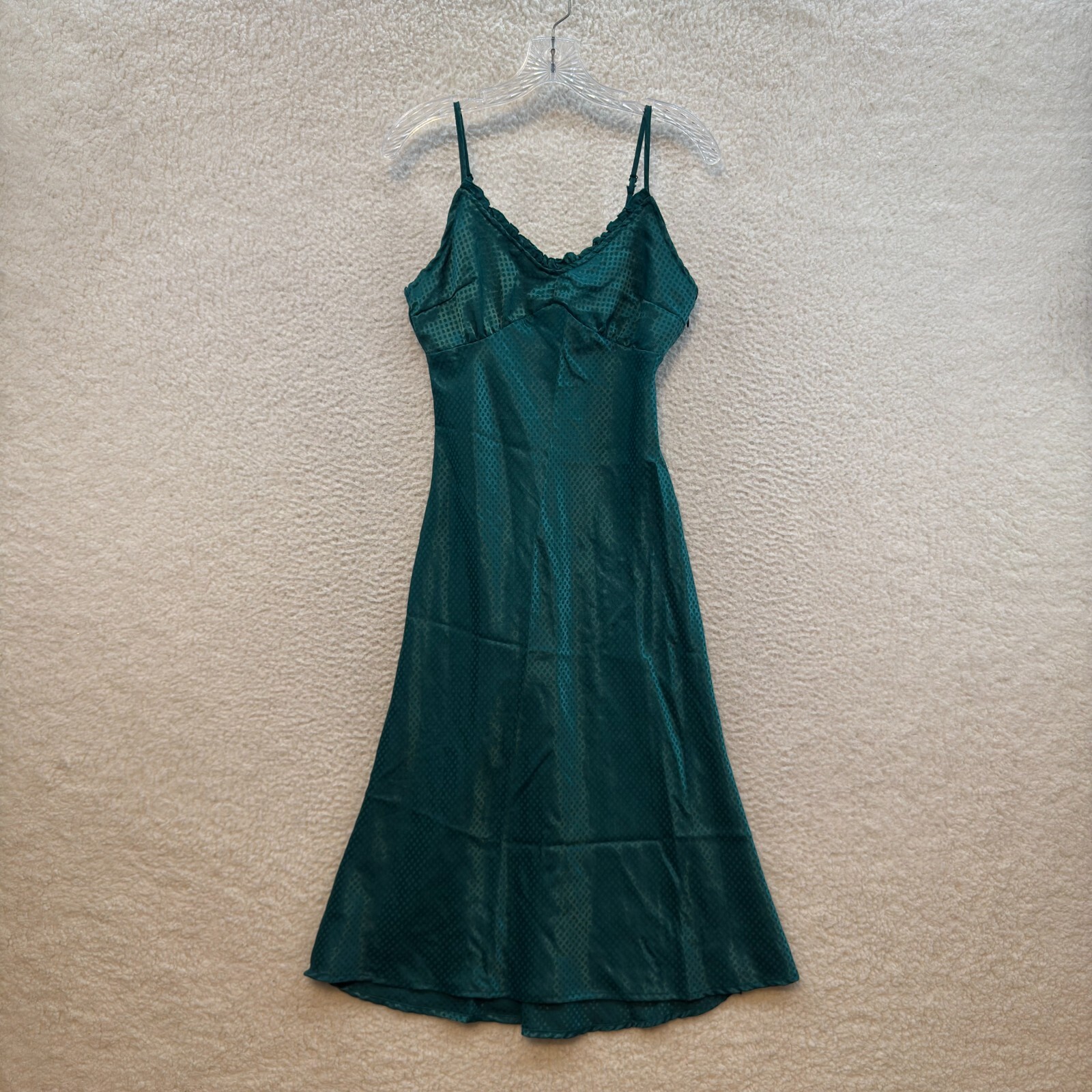 Y2K Vintage Midi Slip Dress Medium Emerald Green Boho Fairy Cottagecore Peasant