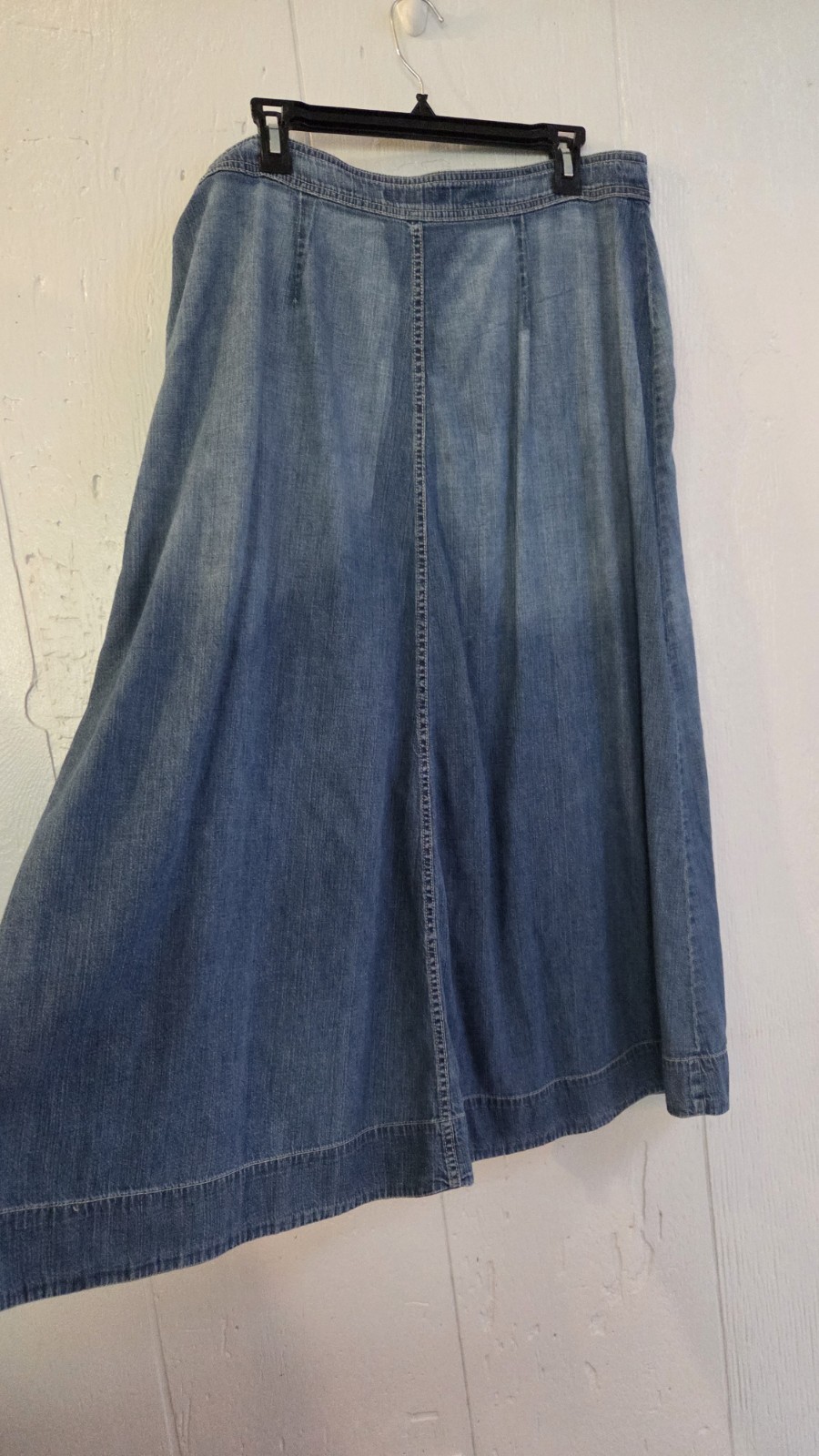 Vintage CHAPS Denim Midi Full Button Skirt 90s Y2k Size 14 Western Cowgirl