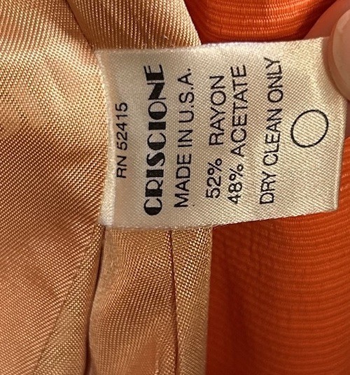 VTG 80s/90s CRISCIONE New York Cache Bright Orange Lace Up Blazer Jacket Sz L