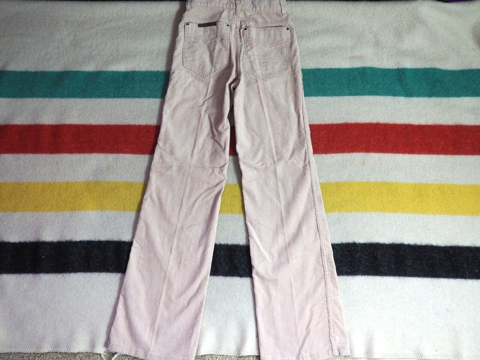 VTG 70s Plushbottoms Tan Corduroy Western Flare Bells 26×33 Talon Womens Pants