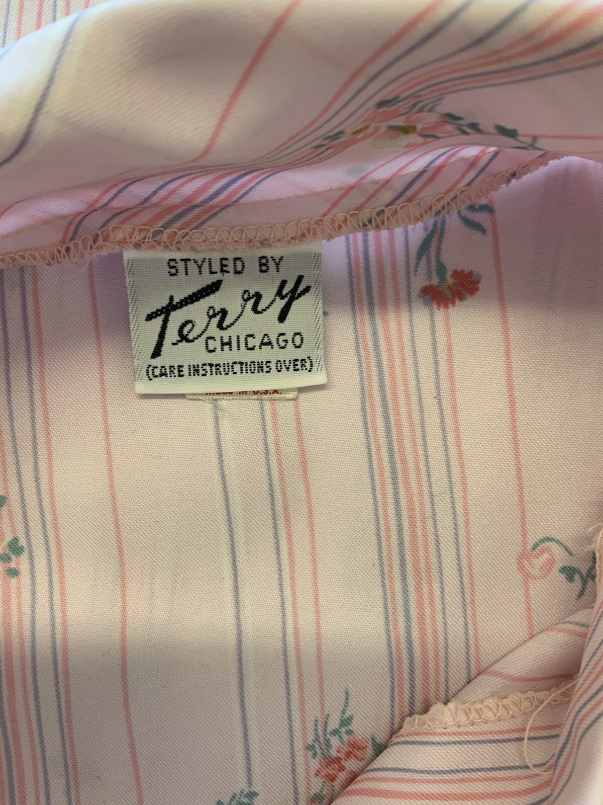 Vintage 70s Blouse Womens Med Secretary Shirt Academia Union Made TERRY CHICAGO