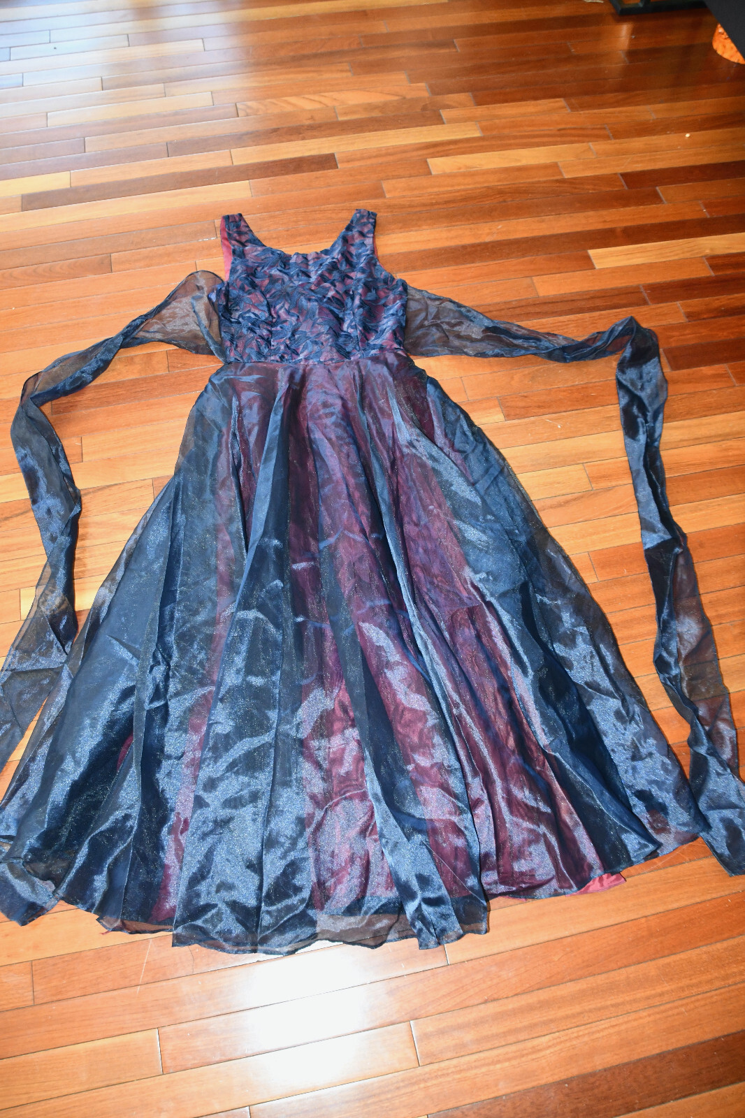 Vintage Aspeed Formal Dress Gown Sz 7/8 Embroidered Dark Blue Made in USA