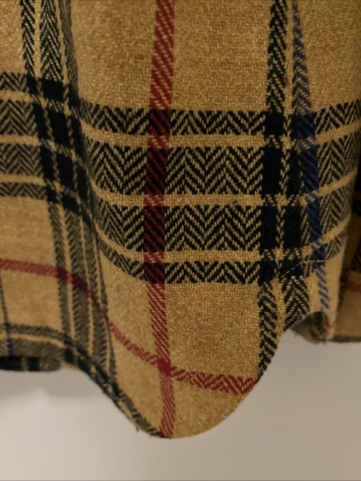 VINTAGE Les Copains Blue Eagle Yellow Plaid Jacket Italy Sz 42 Wool Blend Grunge