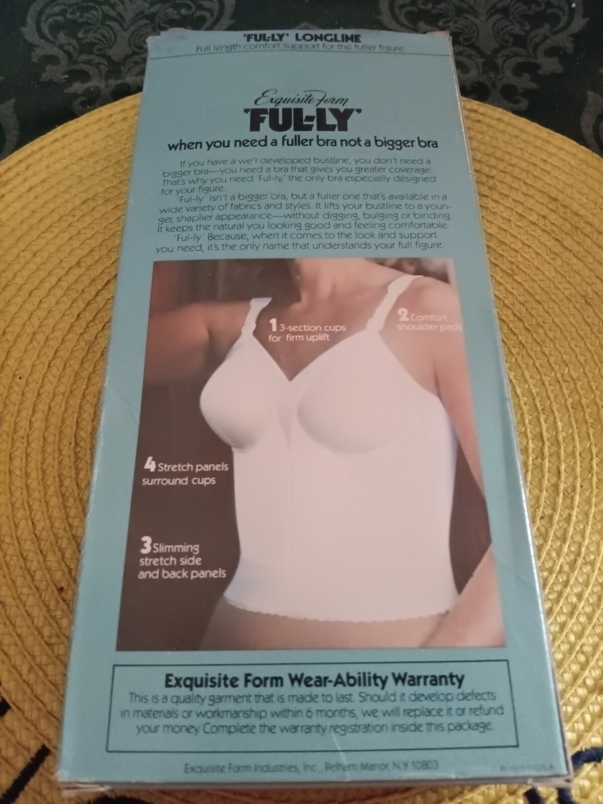 Vtg Exquisite Form Ful-ly Fully 3/4 Length White Bra 48 D NIB P7532 Longline