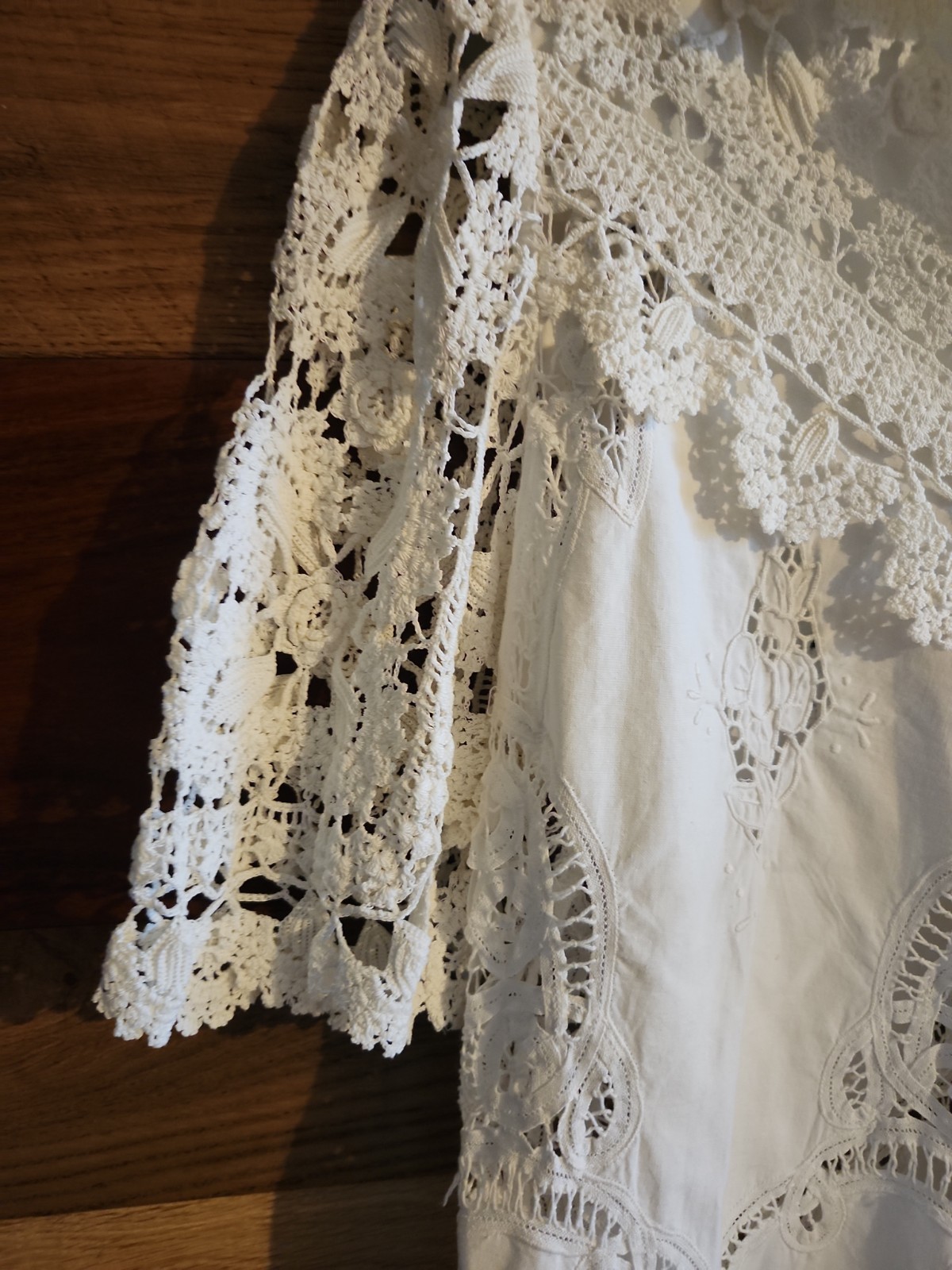 Lims Lace Button Up Blouse Women’s Medium Vintage White Short Sleeve