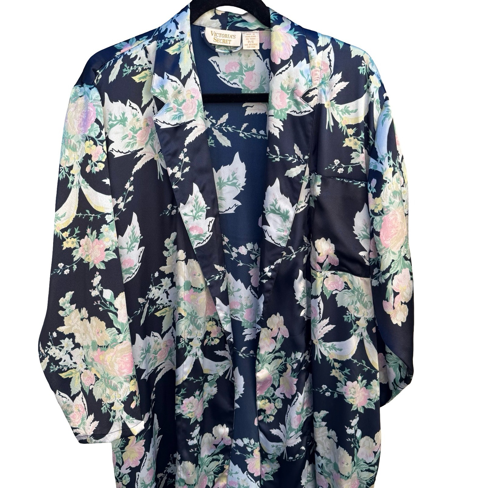 Victorias Secret Vintage Regency Floral Satin Robe Cottagecore Coquette NO BELT