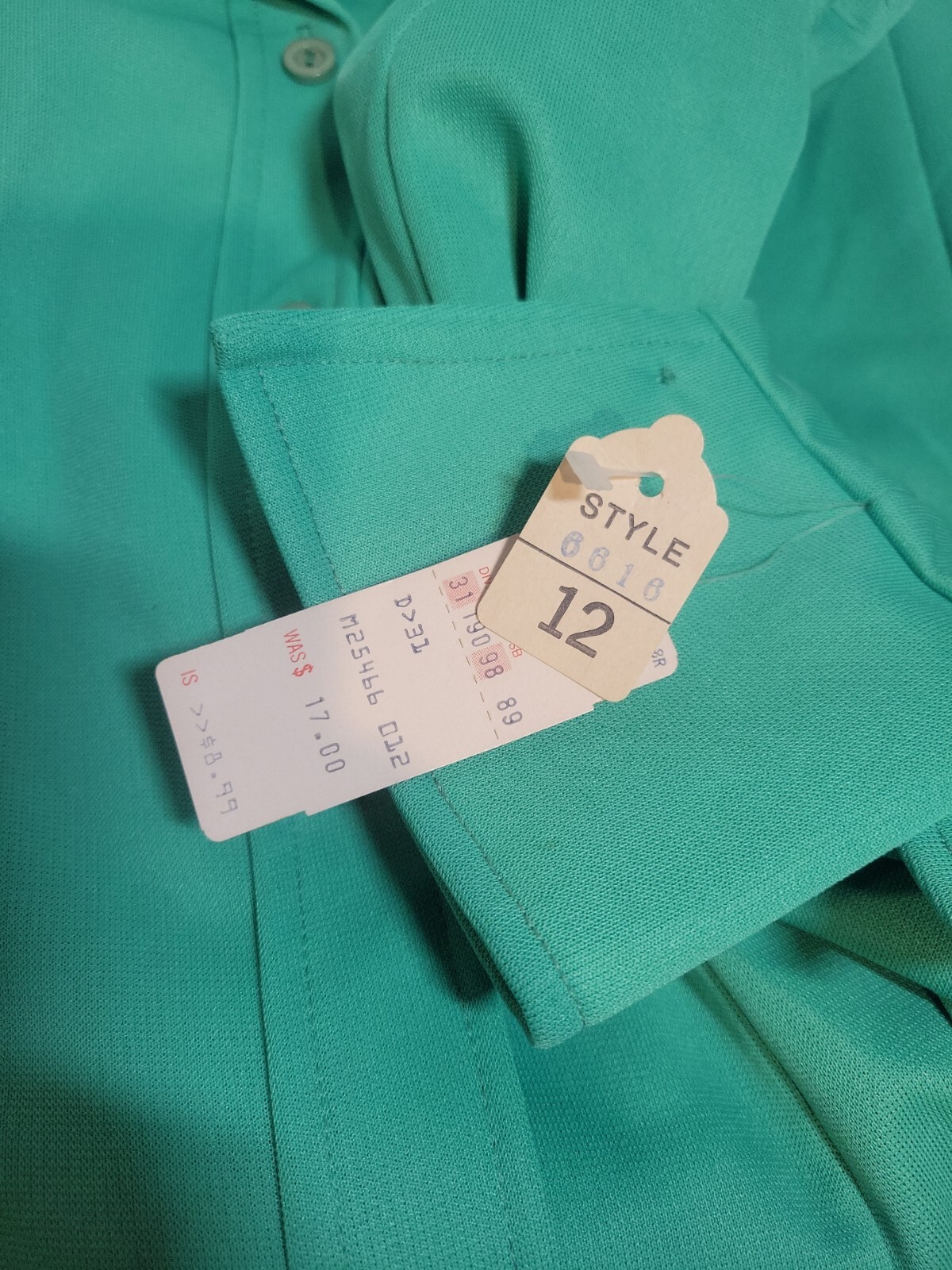Vintage Sears Trench Coat Polyester Green Full Button Front Womens Size 12 NWT