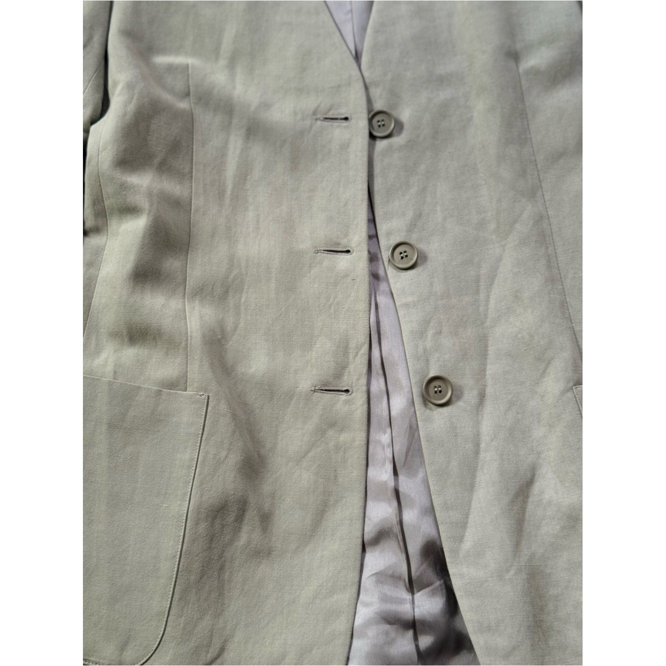 Vintage Giorgio Armani Le Collezioni Sage Green Linen Blend Long Blazer size M