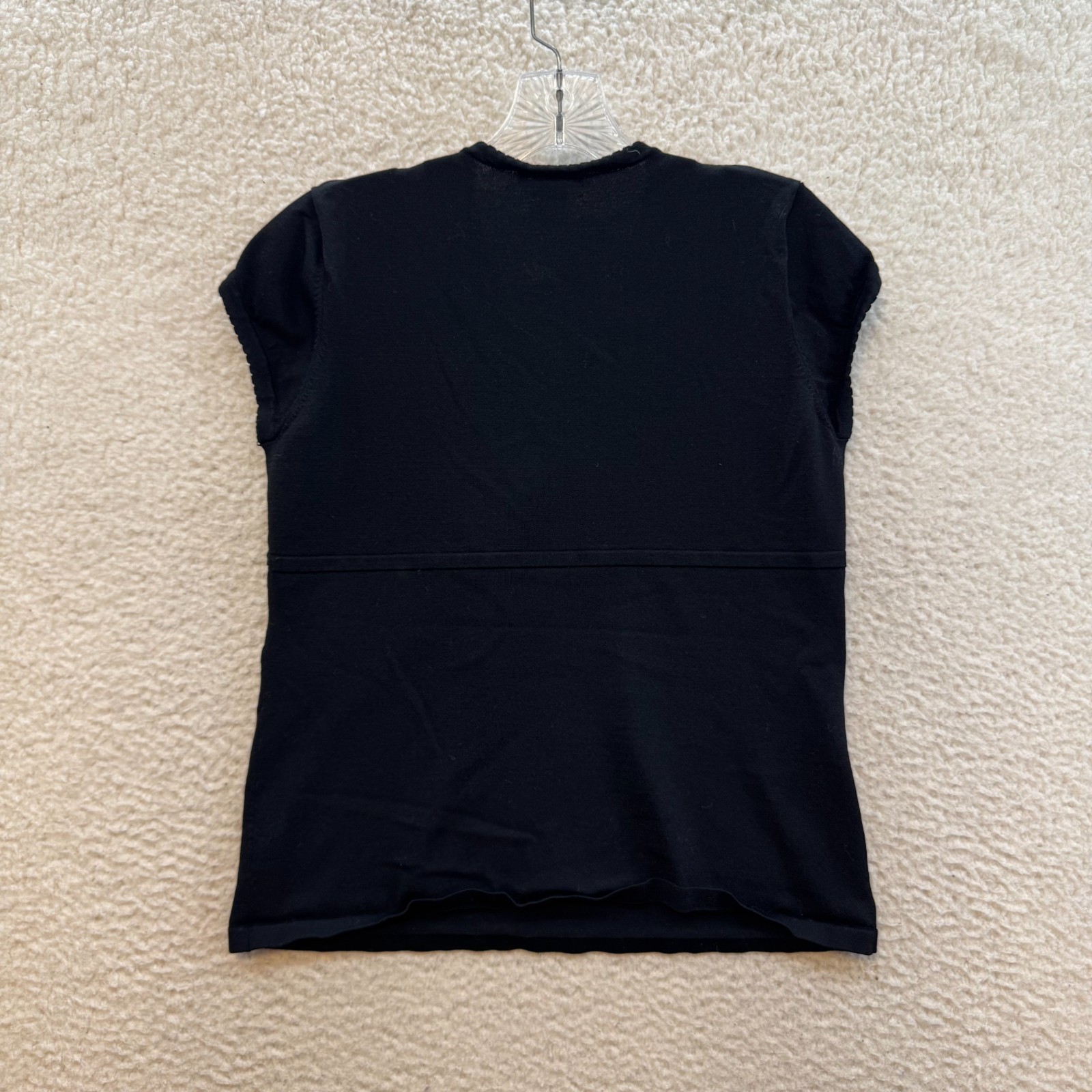 Y2K Vintage Black Top XL Black Crochet Floral Retro Cottagecore Boho Bohemian