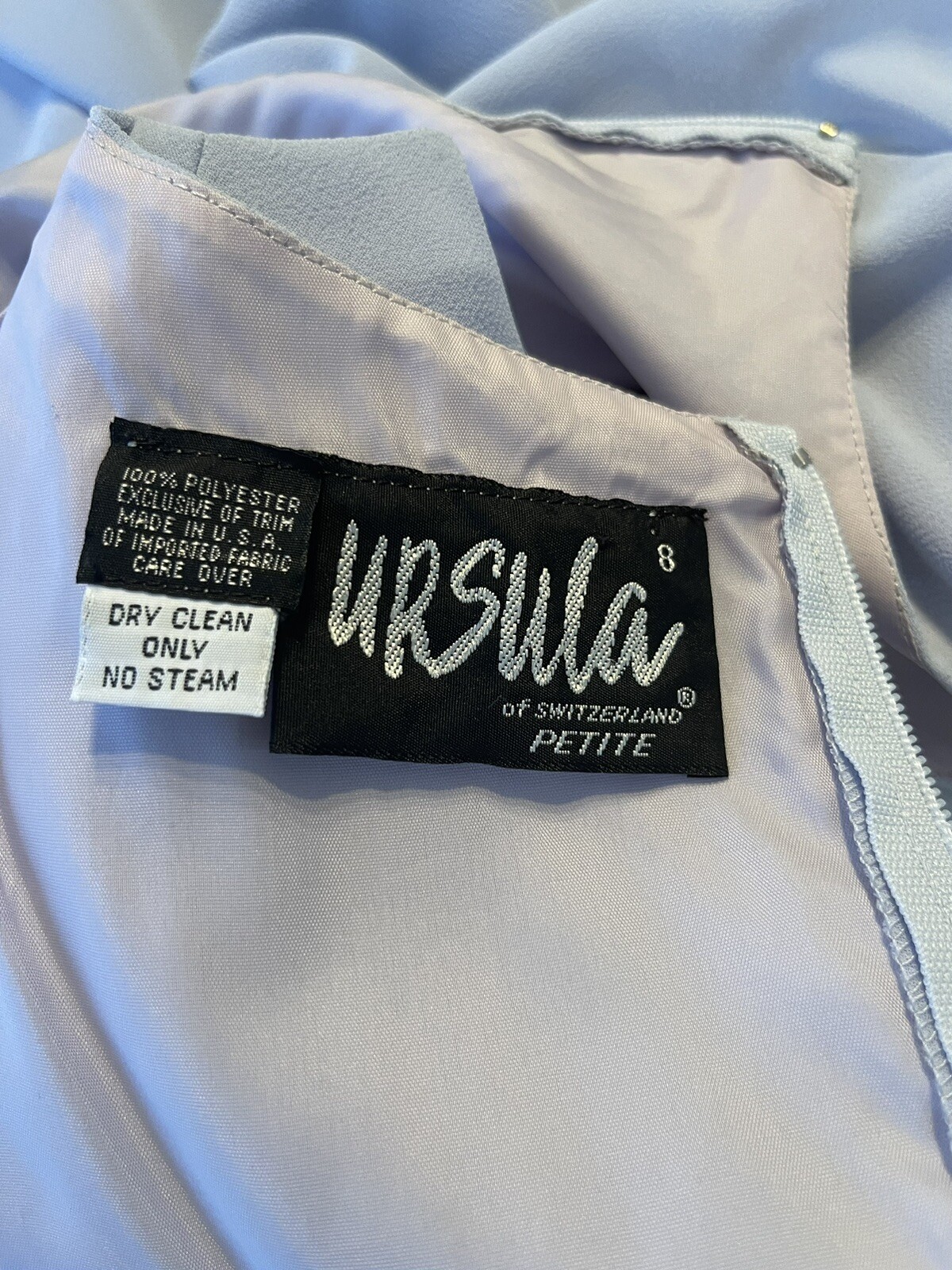 VTG URSULA Long Sleeve dress Drop Waist Sequin Appliqué Blue Size 8 Dressy