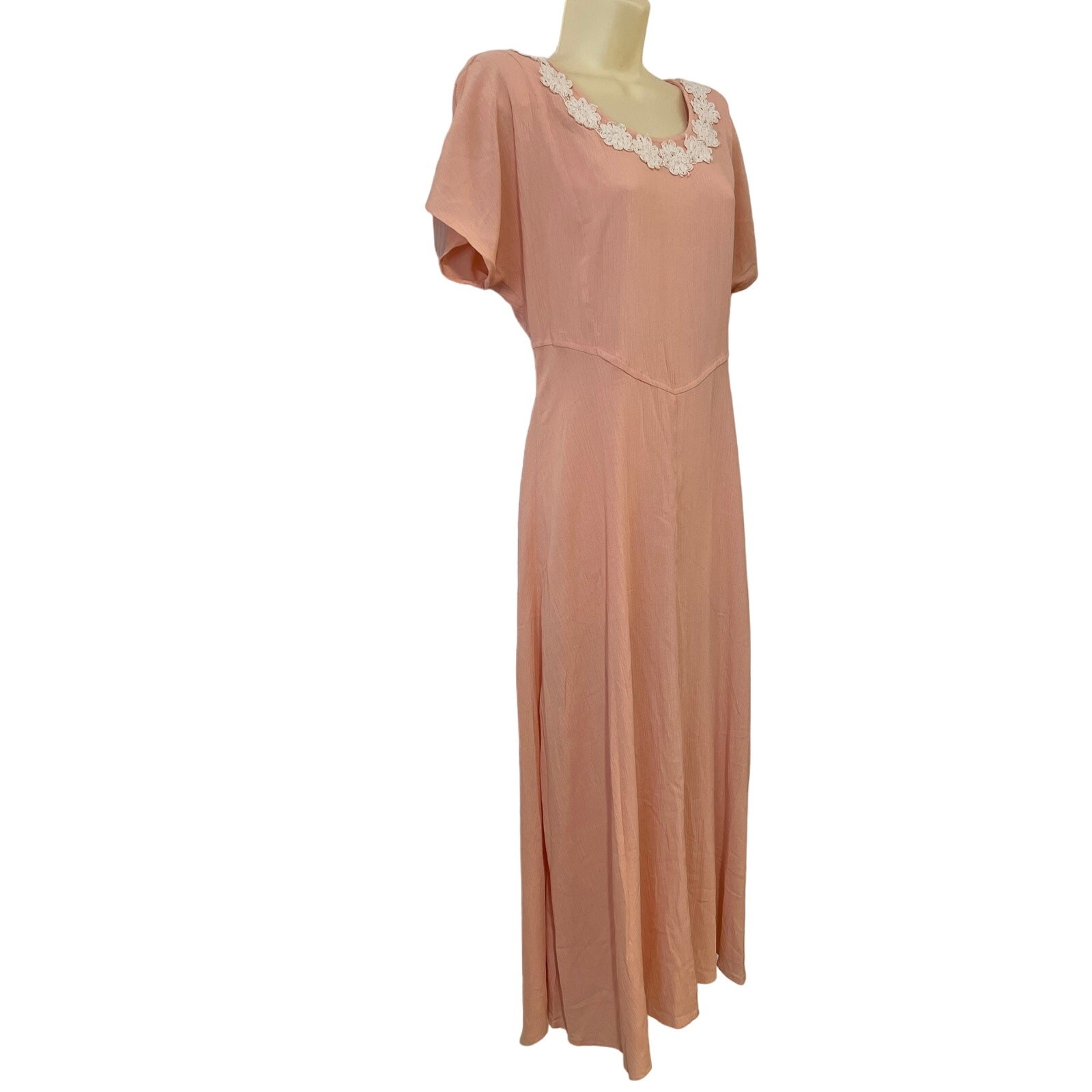 Molly Malloy Vintage Peach Gauze Maxi Dress Size 8 Cottagecore Boho Festival