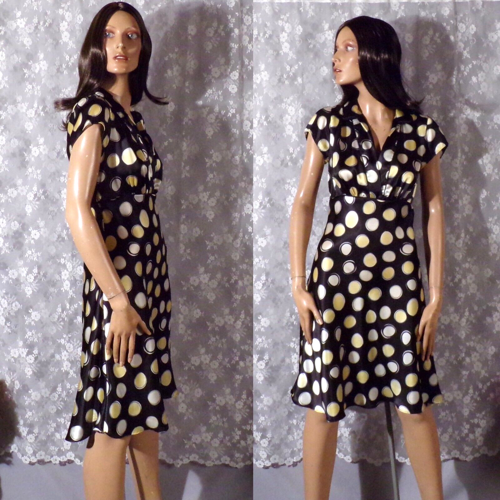 Vintage 90s Polka Dot Dress Size Small 1990s Y2K Grunge Feminine Retro Swing
