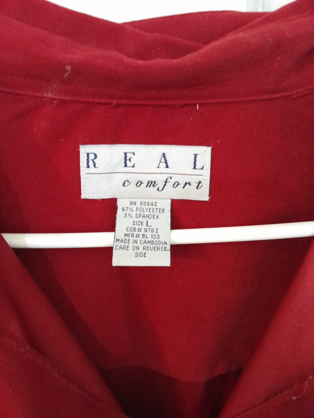Vintage Real Comfort Ladies Red Long Overshirt Size Large Polyester And Spandex