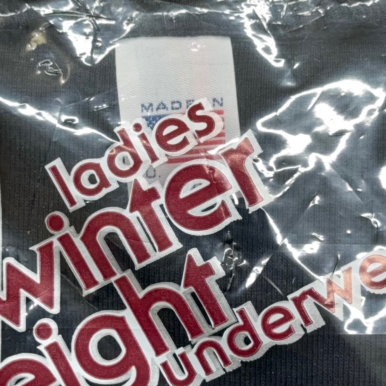 Vintage Sydel Ladies Winter Weight Thermal Shirt Navy Pink Lace Made in USA Med