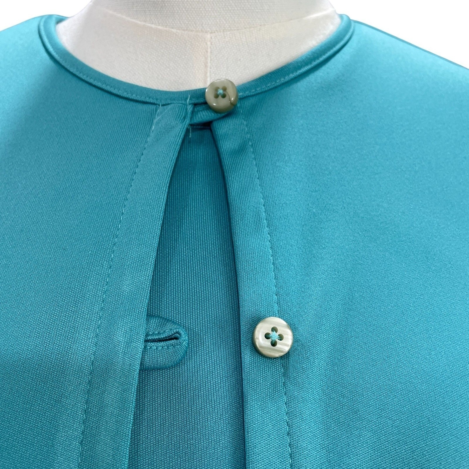 Joan Walters Aqua Blue Two Piece Dress Jacket Set Size 10 Vintage Minimalist