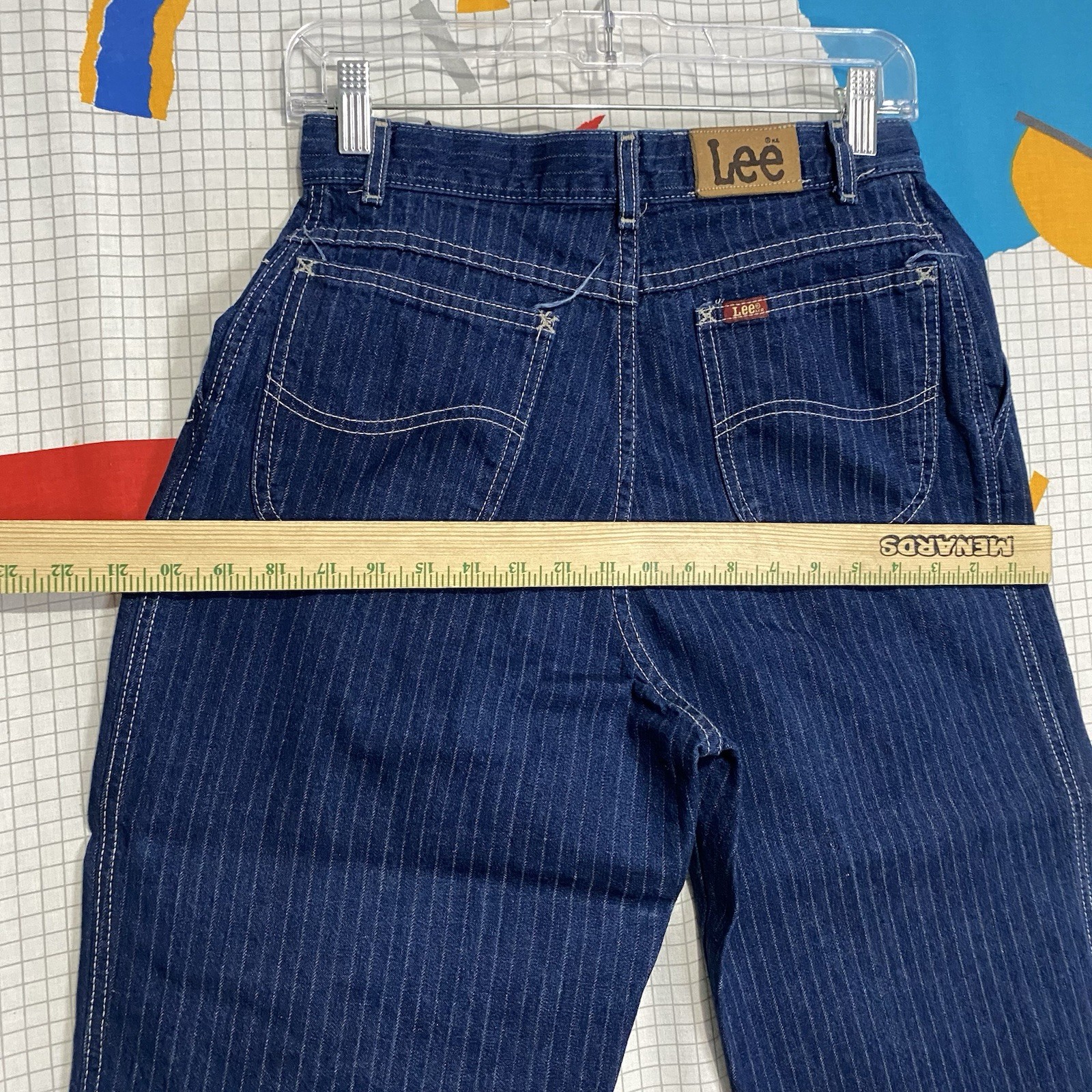 Vintage 70s Lee Jeans Pinstripe Pleated 27×29 High Waist Mom Talon Zipper USA