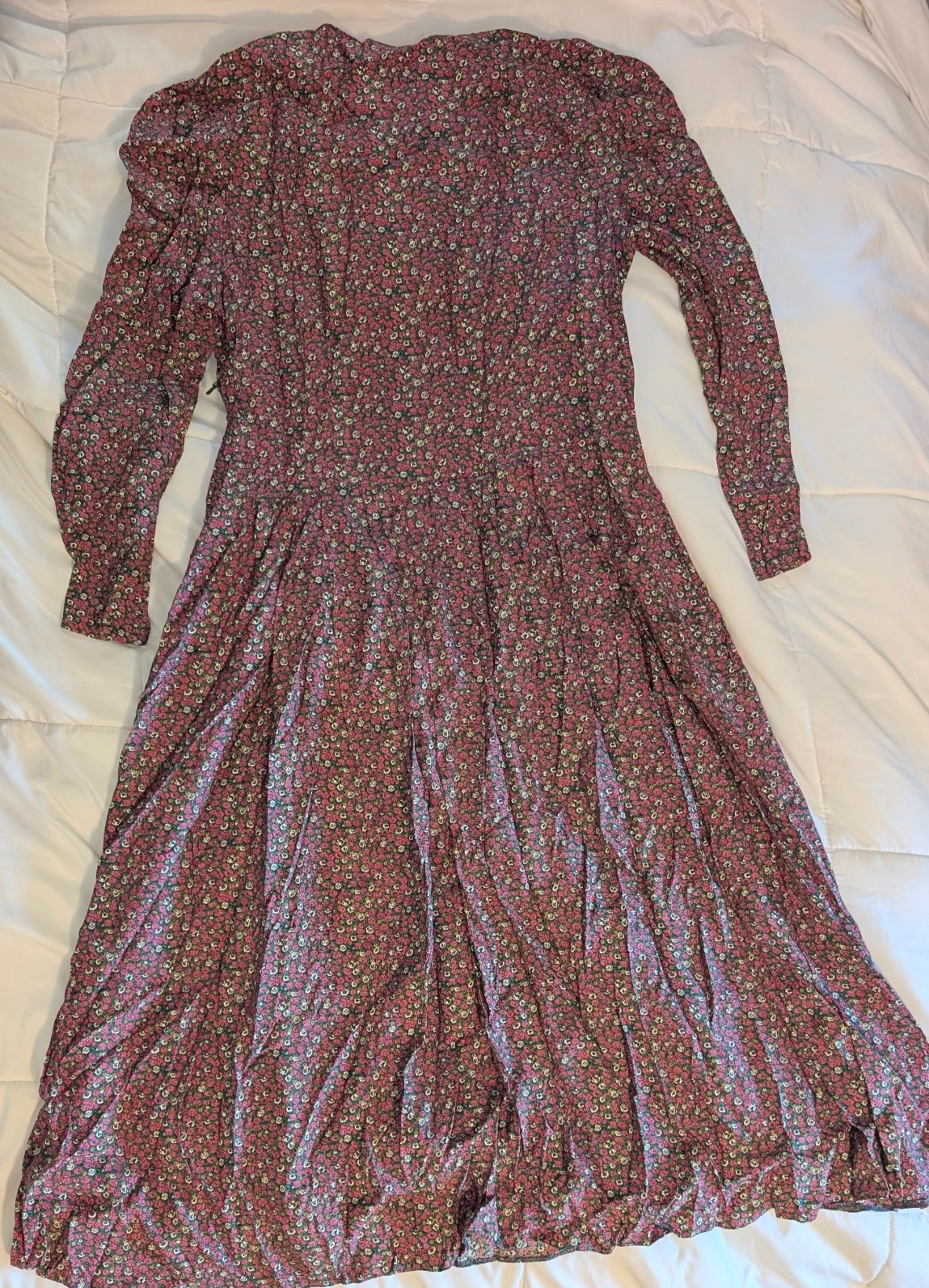 Vintage Floral Dress 1980s Handmade Prarie Cottage Teacher Core