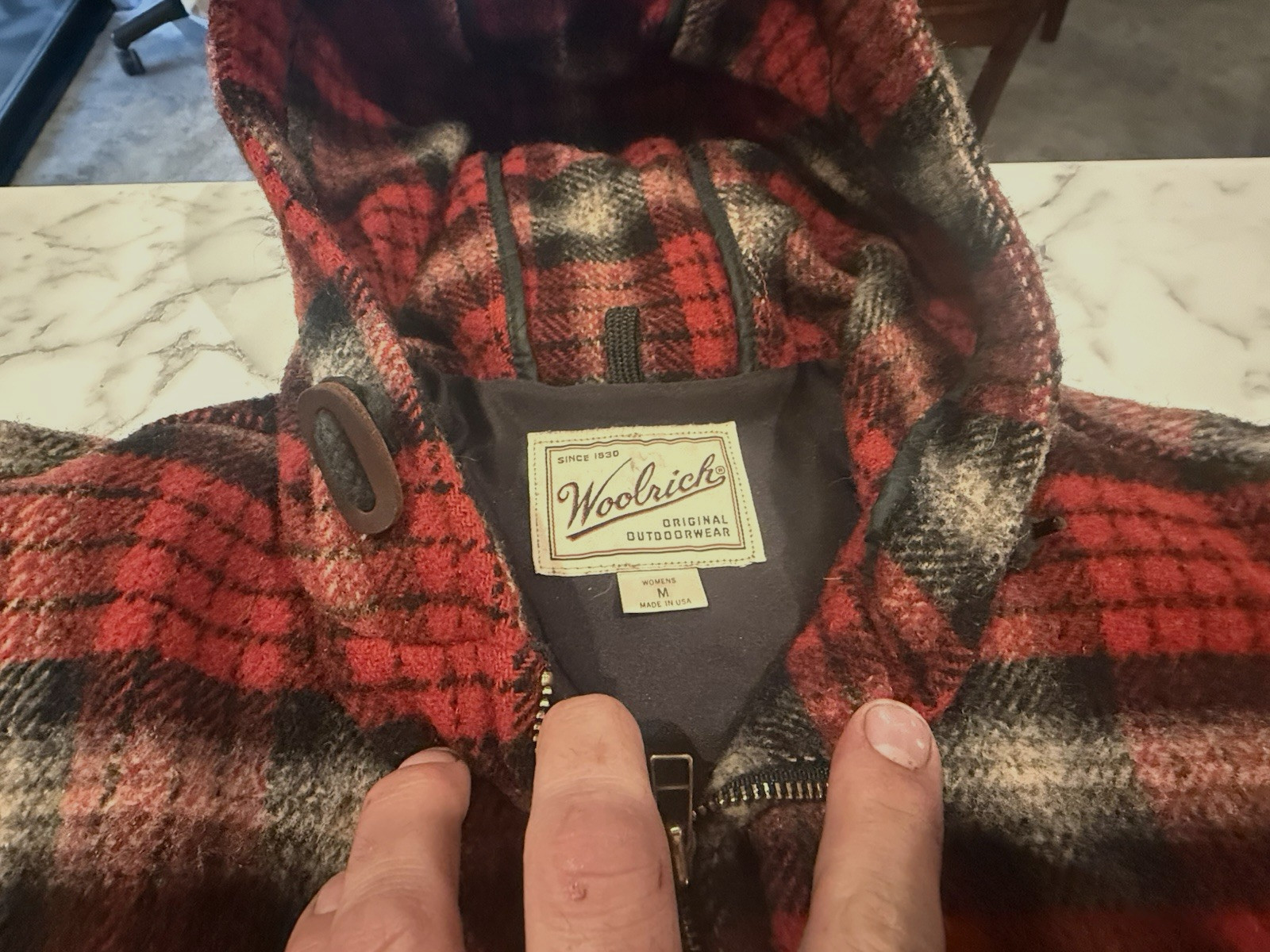 Vintage Woolrich Red Plaid Coat 44 Chest Chore Work Casual Jacket Womens M Men S