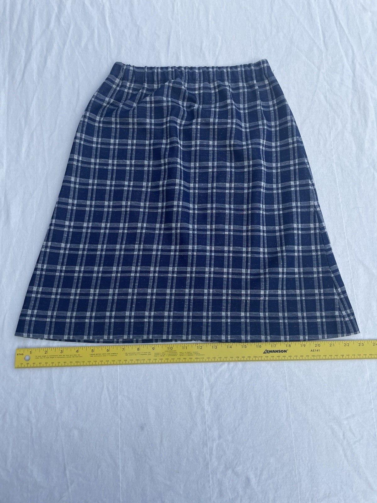 Vintage Blue White Preppy A line Midi Skirt 1960s Mod John Meyer Women’s 10