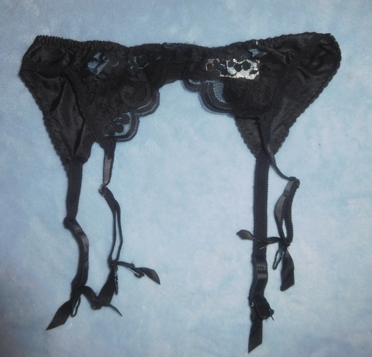 Vintage Chantilly Maidenform Garter Belt Lingerie L Sheer Floral Lace Black NWOT