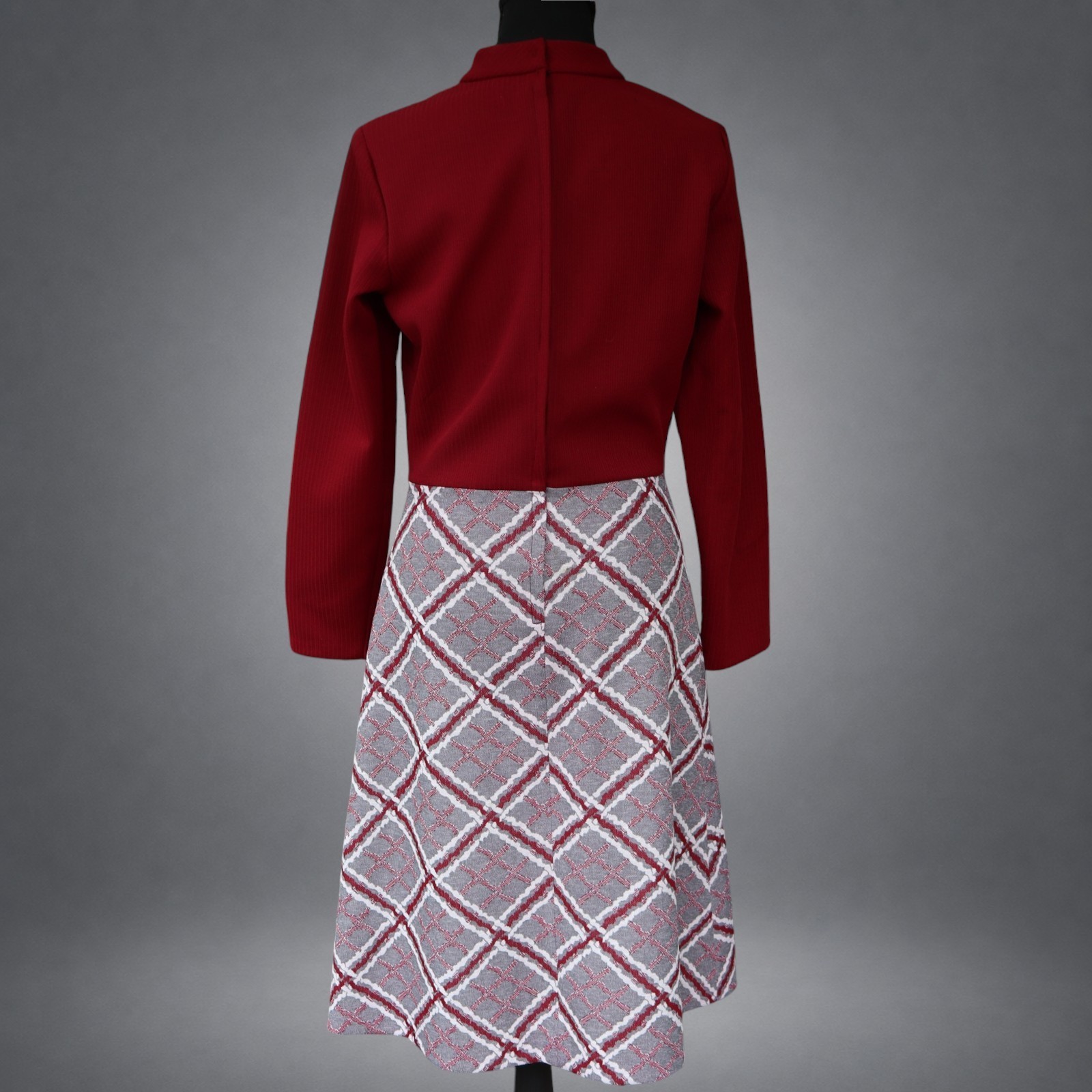 Vintage 1960s Toni Todd Red Mock Neck Plaid A-Line Dress Women’s Medium