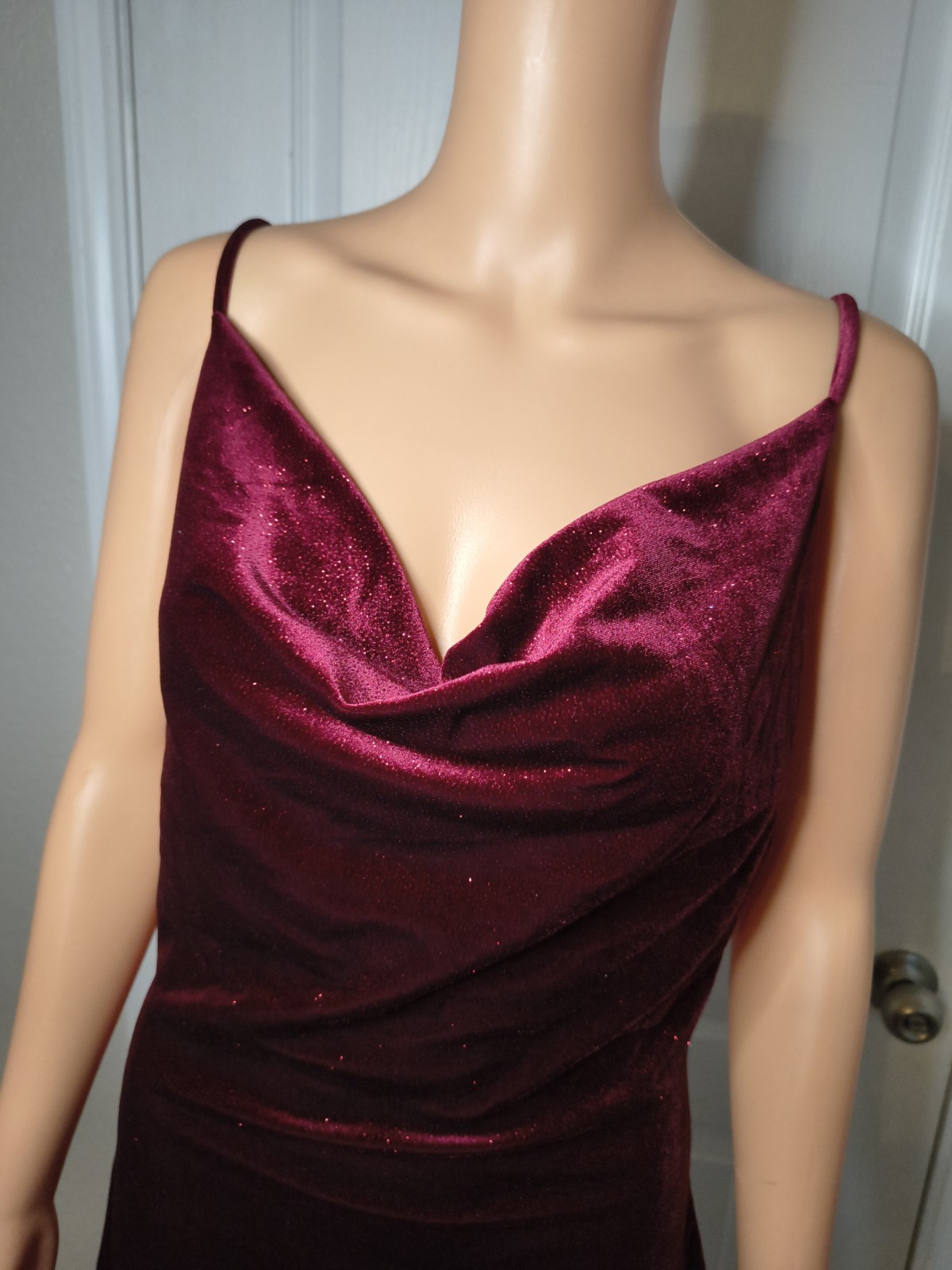 Sexy Vintage Velvet Red Dress Pencil Pinup Glam Sparkle Size L -Fits Like M -P22