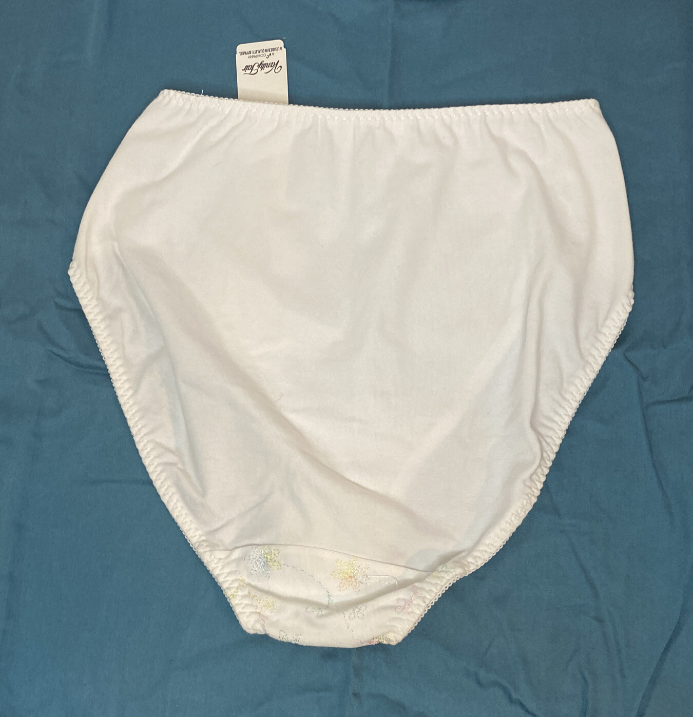 New w Tags Vtg Vanity Fair High Cut Cotton Panties Medium White Floral NOS 48453