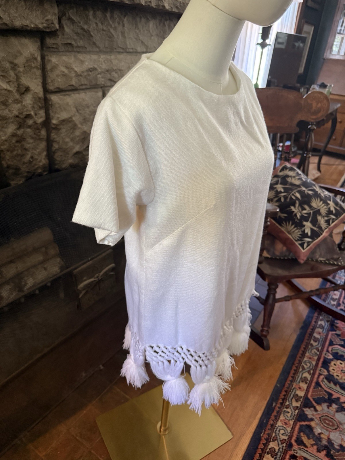 VINTAGE 1960’s Tipicano Mexican Tassel Fringe Top Boho Resort Cruise Mod Small