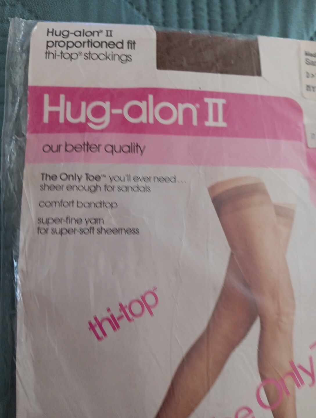 Hug Alon 2 Medium Long Sandstone Thi Top Stockings Vtg Sears Original Tags
