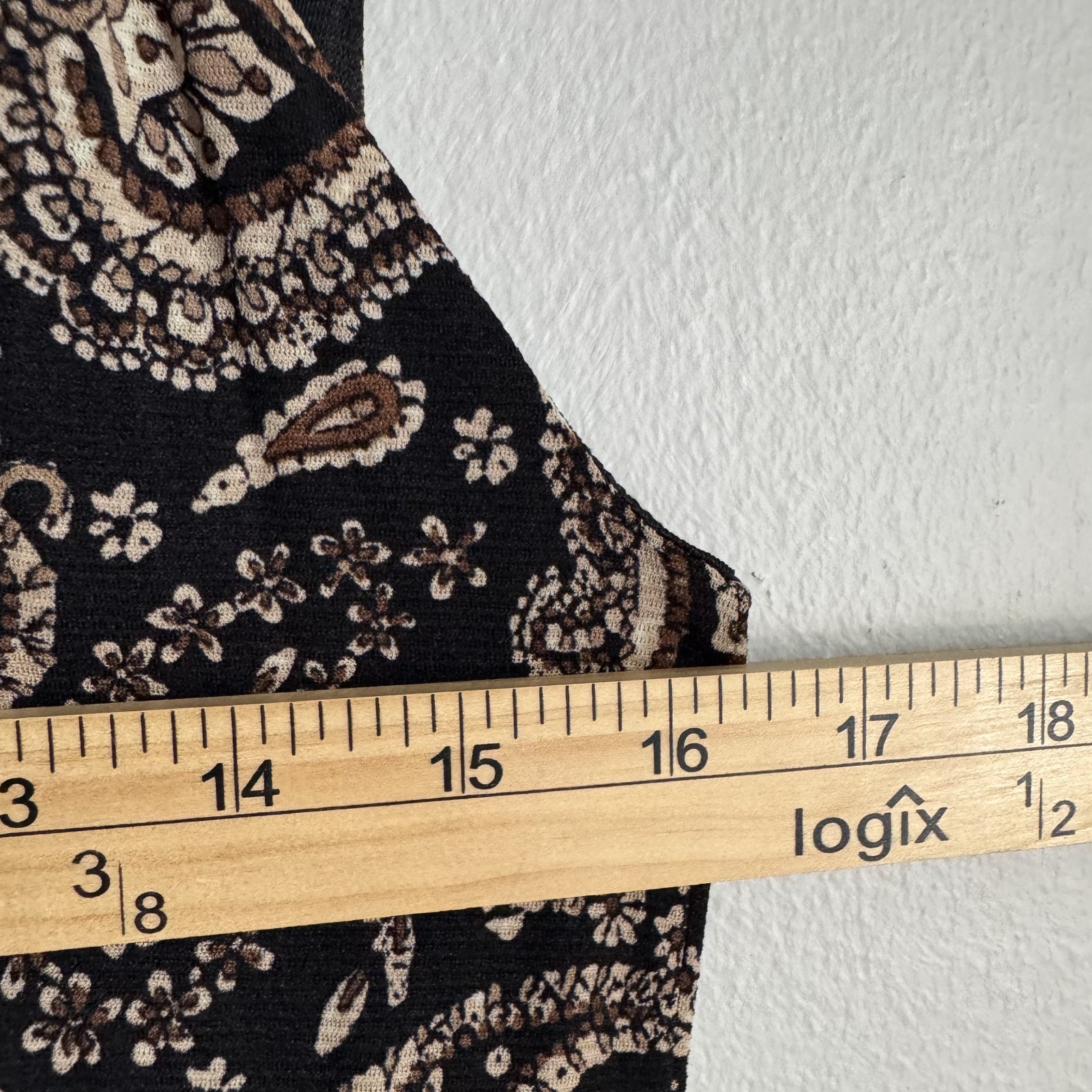 Vtg 90s Paisley Hi-Low Hem Midi Dress Womens Medium 8/10 Black Brown Boho Grunge