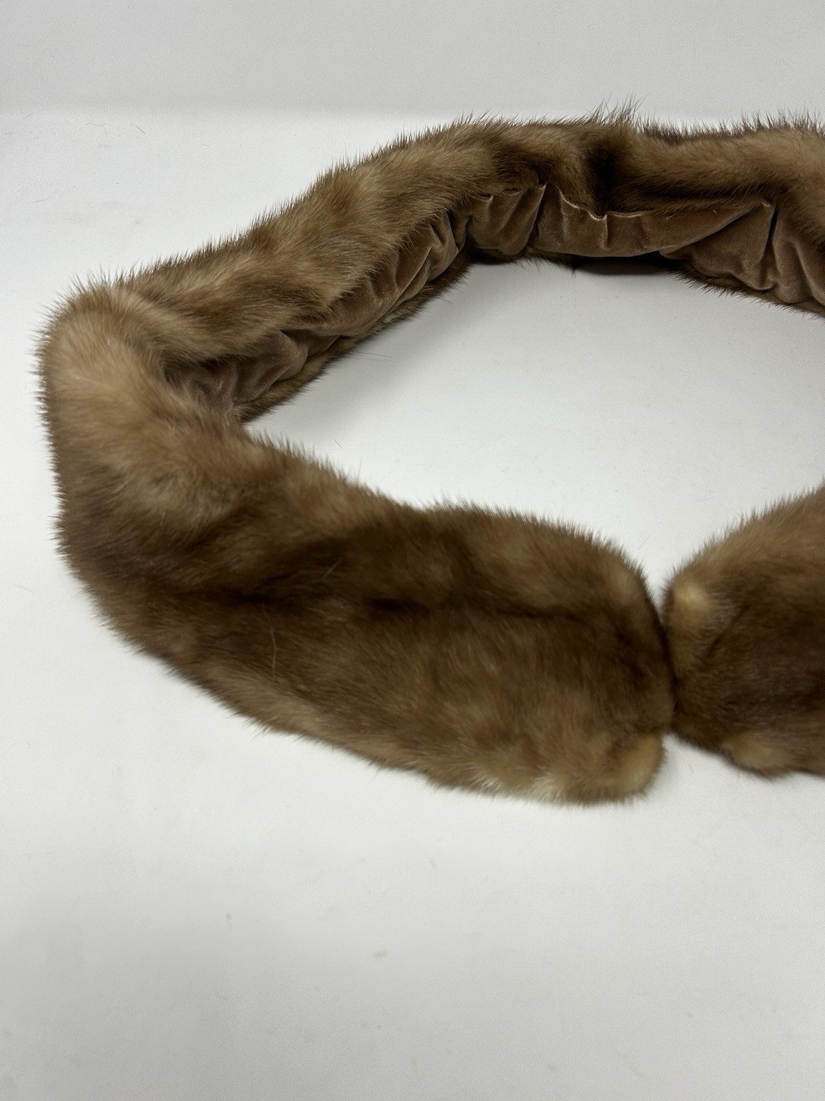 Vintage Genuine Mink Fur Stole Wrap Collar Mahogany Brown 39” Long Women’s