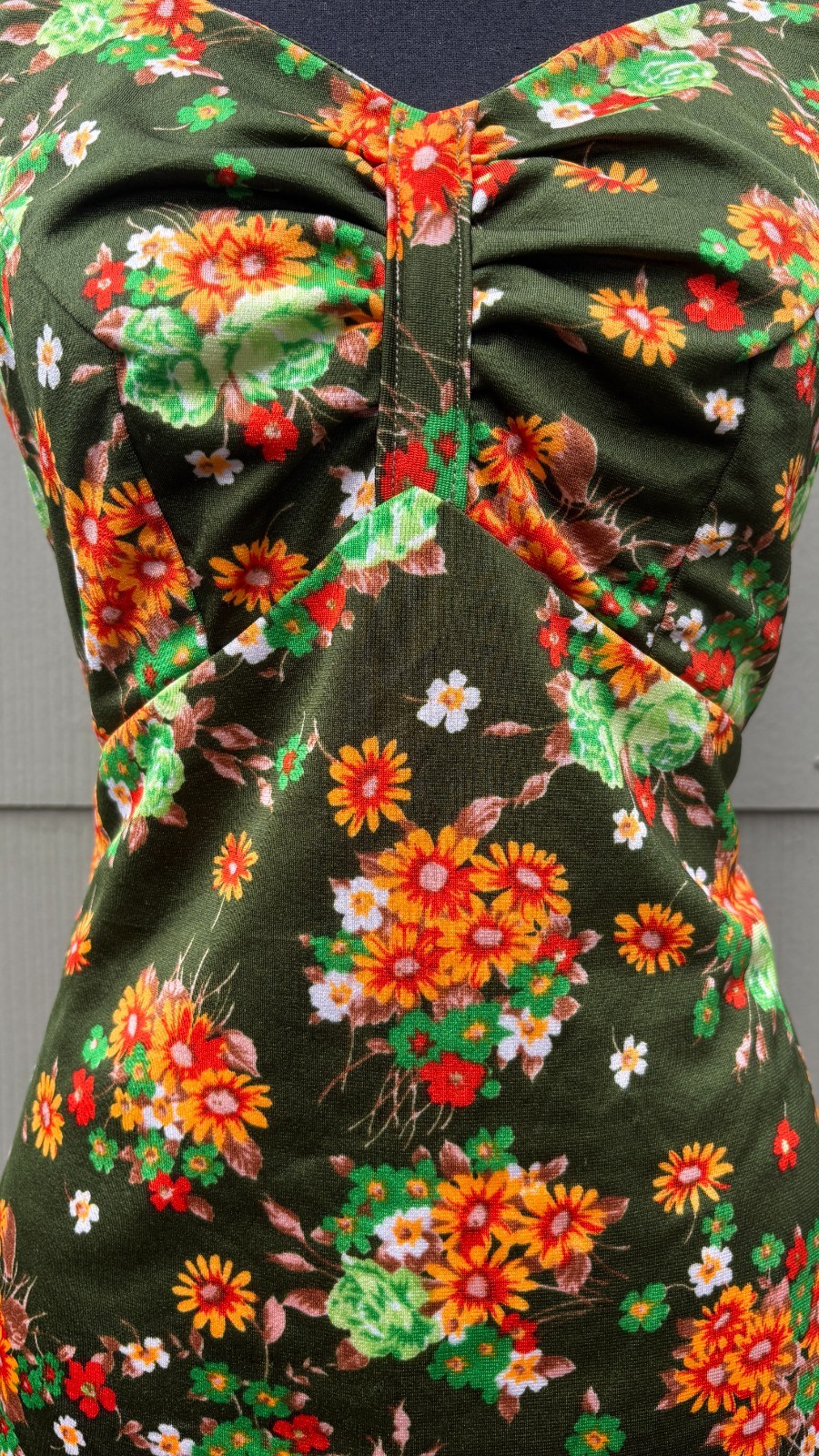 vtg 50s 60s MCM Pinup Whimsical Fairy Floral Babydoll Tank Top Metal Zipper Back