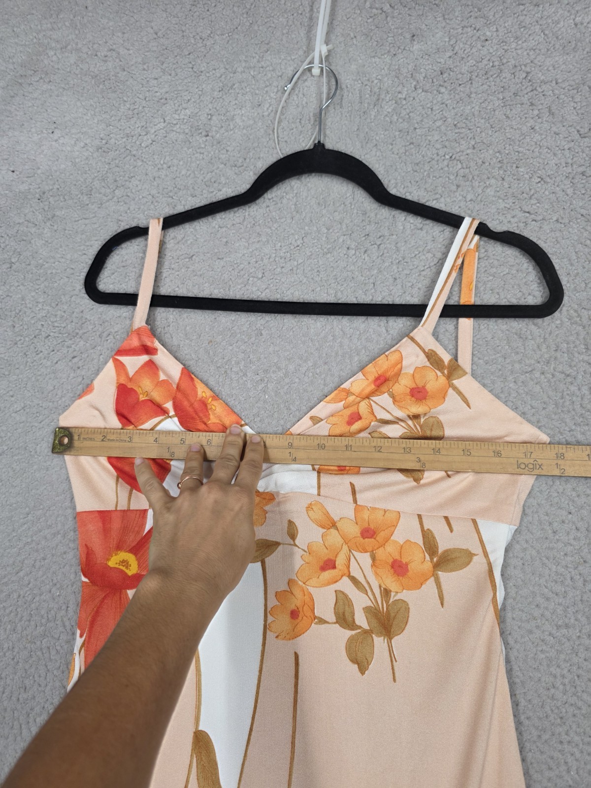 Vintage Hawaiian Maxi Dress S Small Vogue Paris Original Orange Floral Print