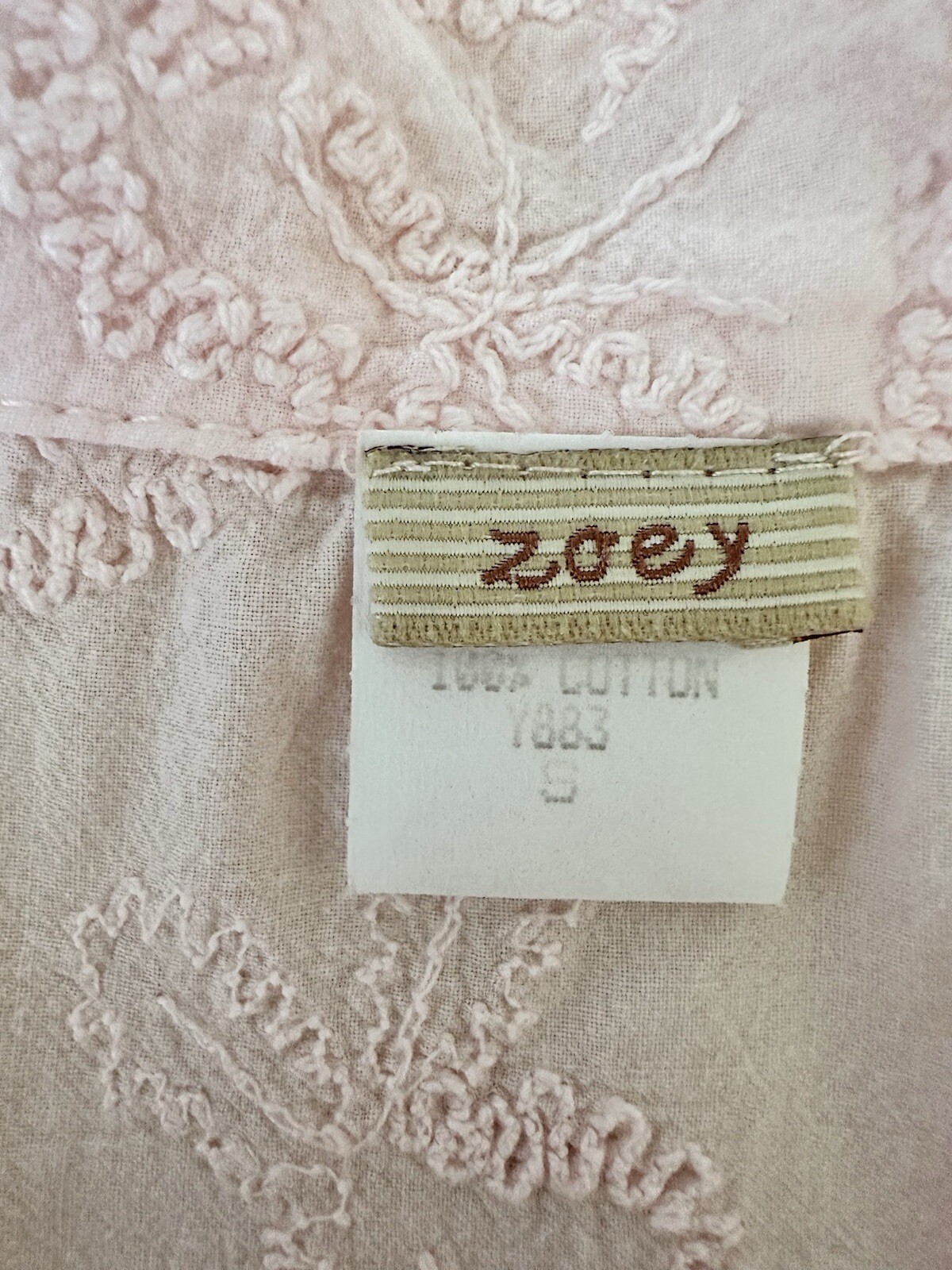 Vintage Zoey Womens Short Pale Pink Embroidered Cap sleeve Shirt Dress Sz S Used