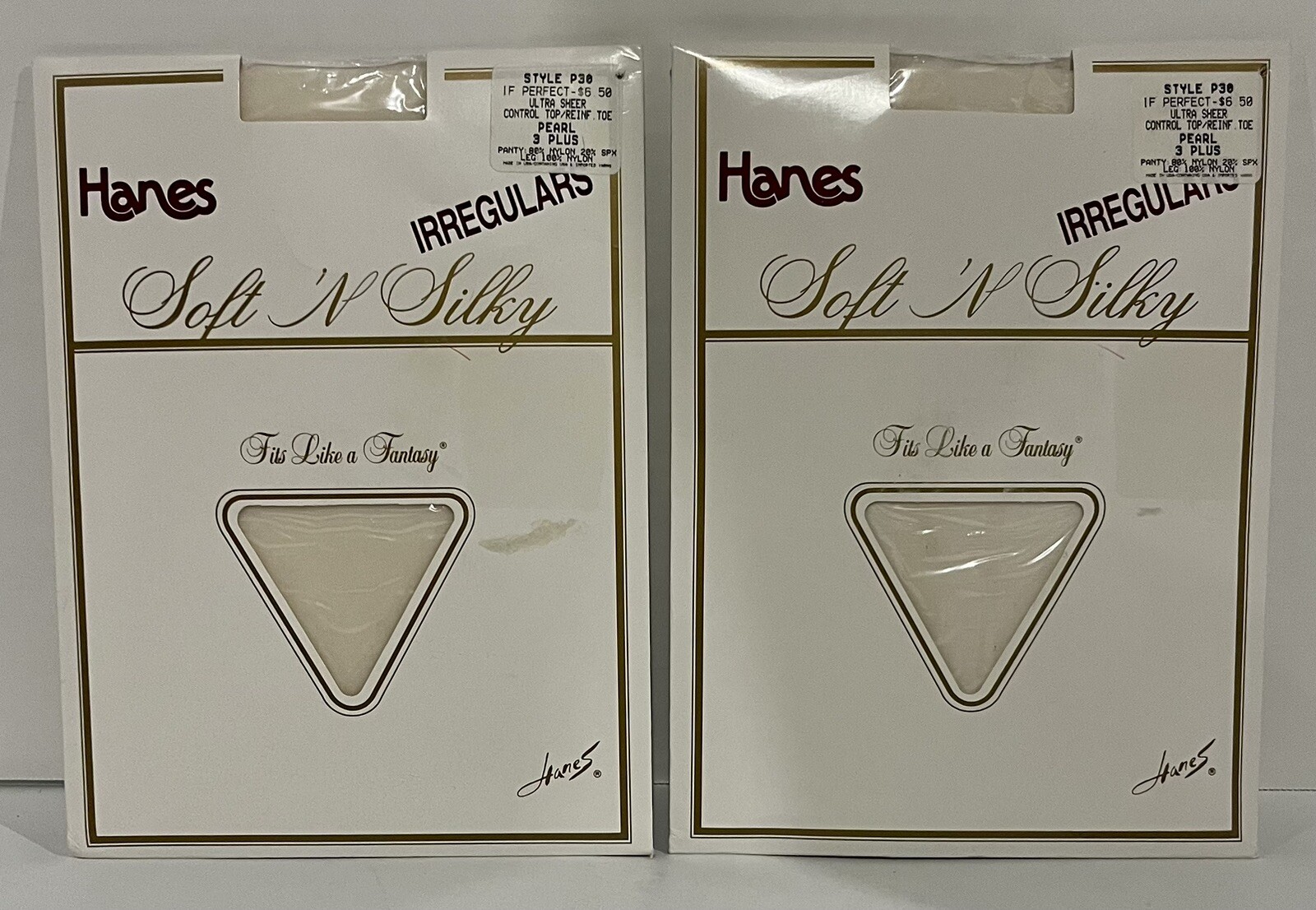 2 Pair – 1996 Hanes Soft n Silky Irregulars 3 plus Pearl Control top panty hose