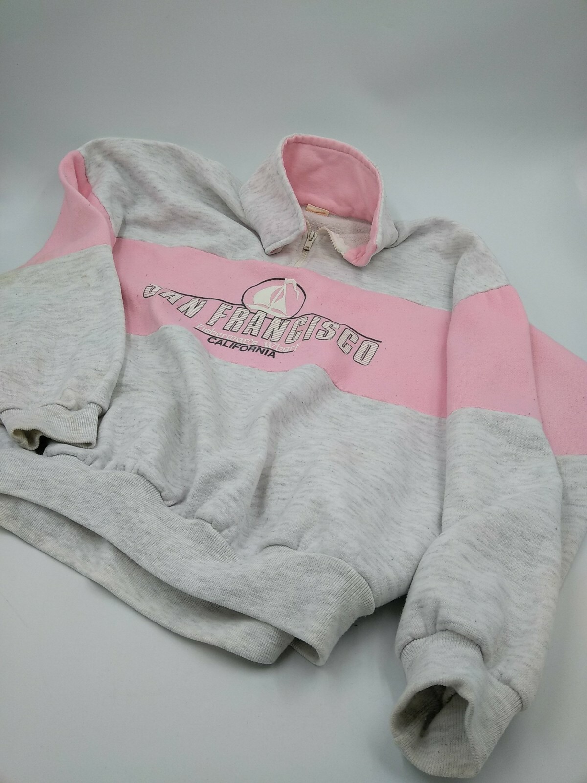 Vintage San Francisco Fisherman’s Wharf Sweatshirt – Pink & Gray Heather 1/4 Zip