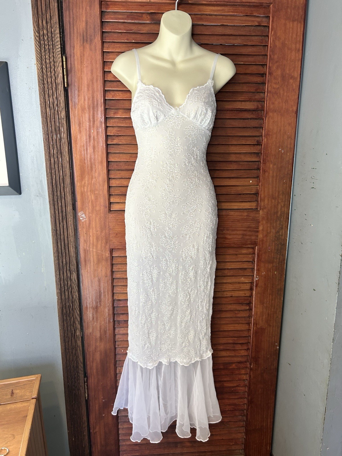 Vintage Faris Bridal Night Lingerie GOWN Long CHIFFON Mermaid Style Small