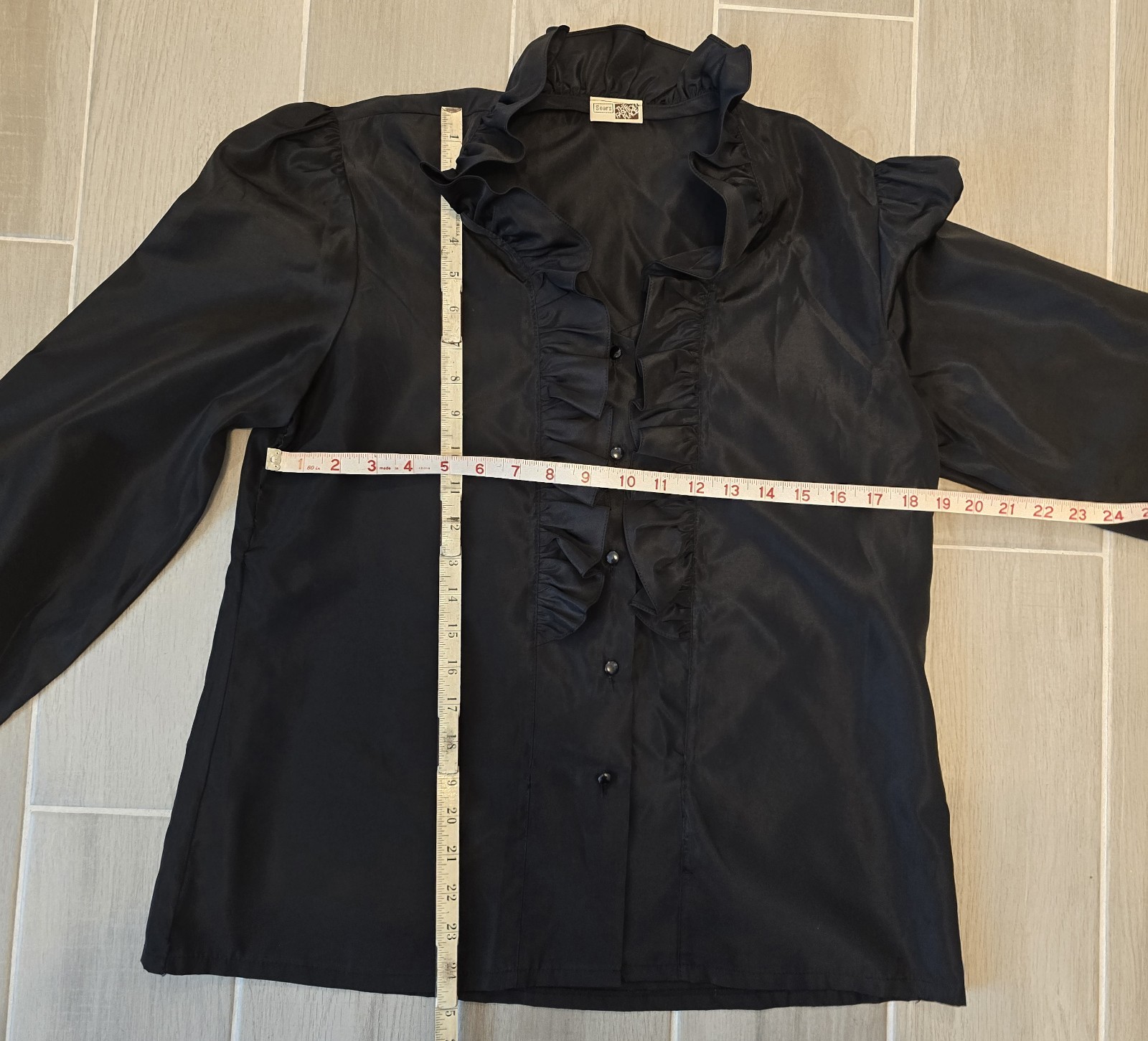 Sears The Fashion Place Womens Dress Shirt Size Medium Black Ruffles Grandmacore