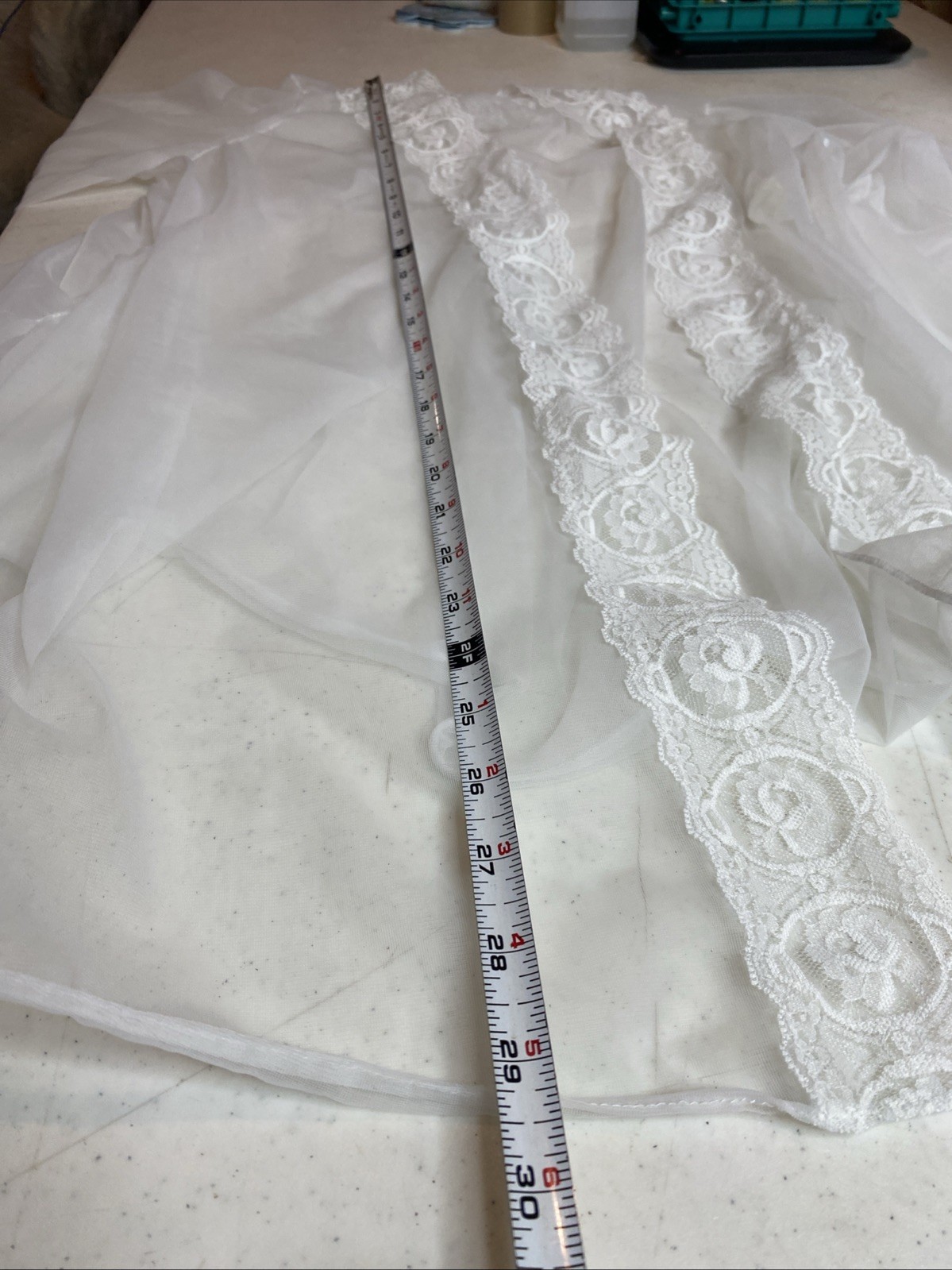 VTG Pandora Chic Sheer White Chiffon Nylon Robe Lingerie California Made S/M