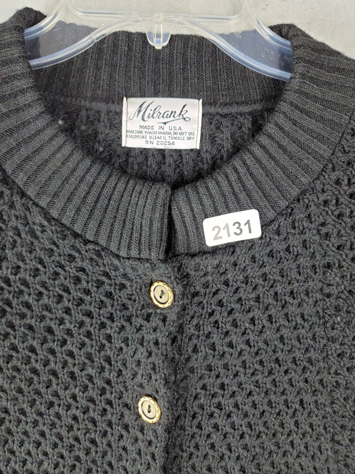 Vintage Milrank Boho Sweater Womens Large Black 70s Era Crochet Knit Poncho